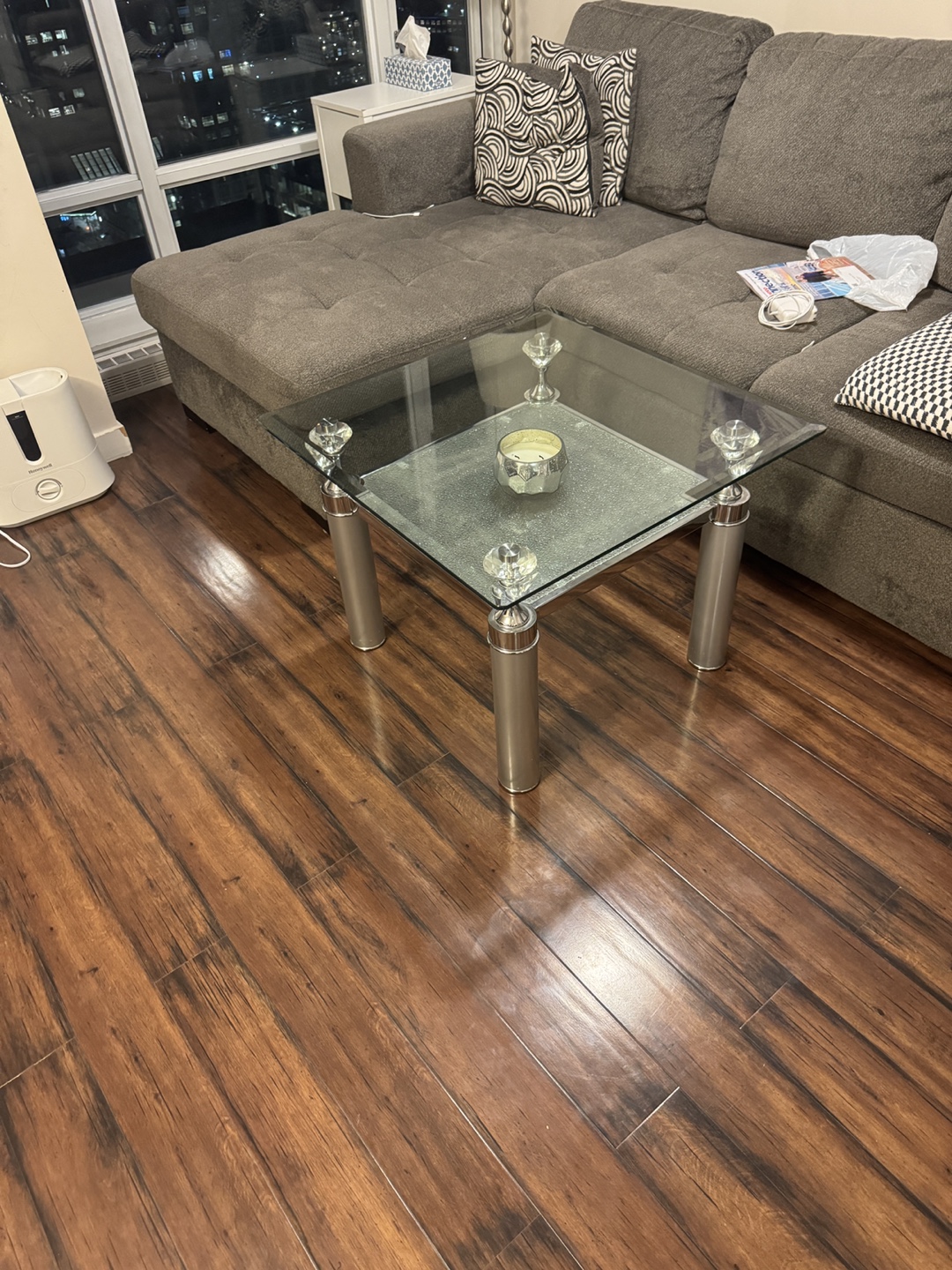 Glass Coffee Table with Chrome Legs