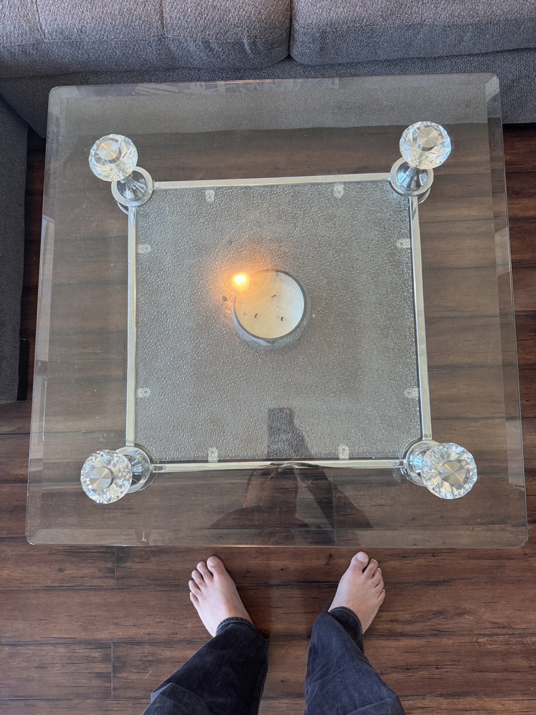 Glass Coffee Table with Chrome Legs - photo 2