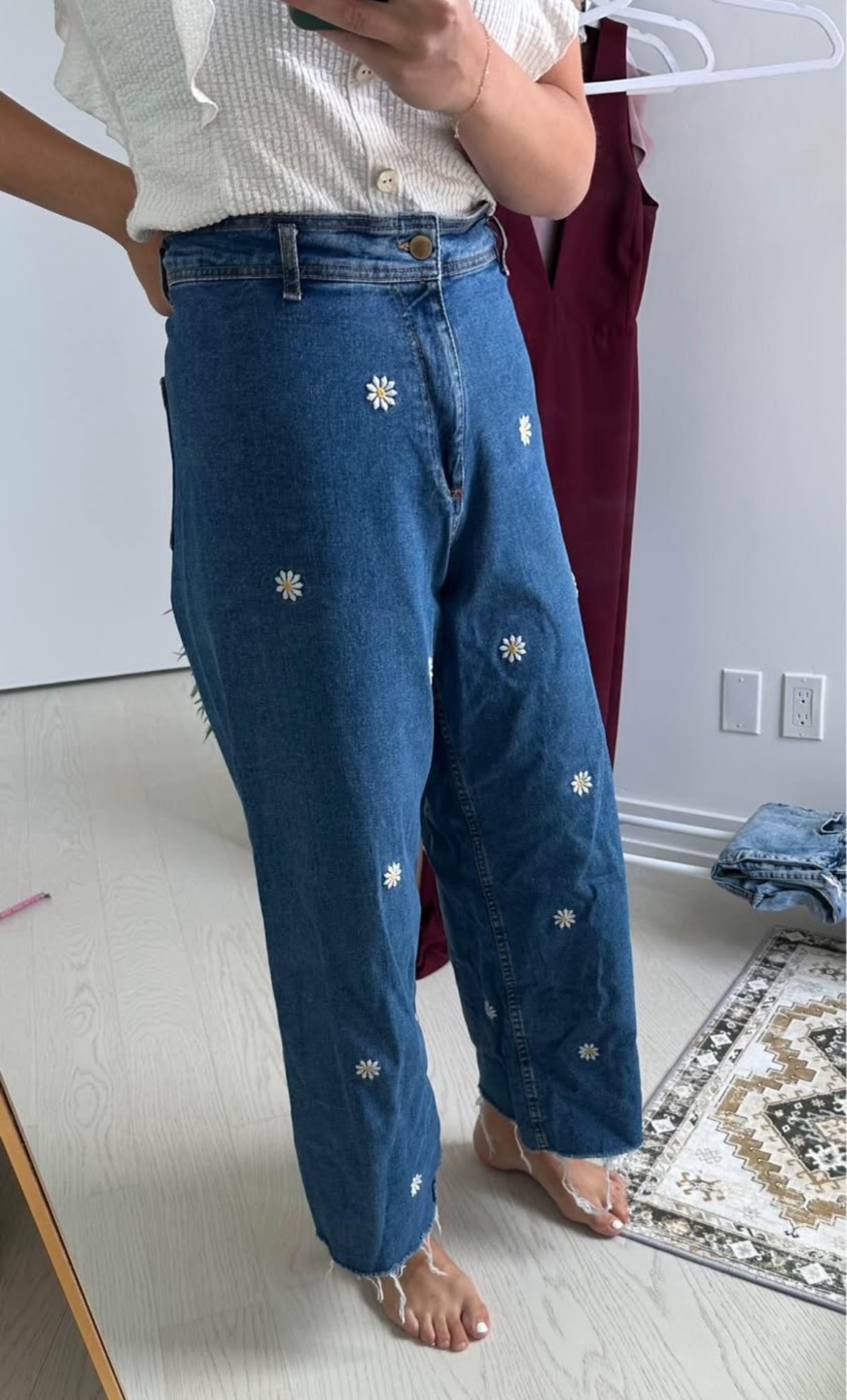 Daisy embroidered wide leg jeans - photo 2