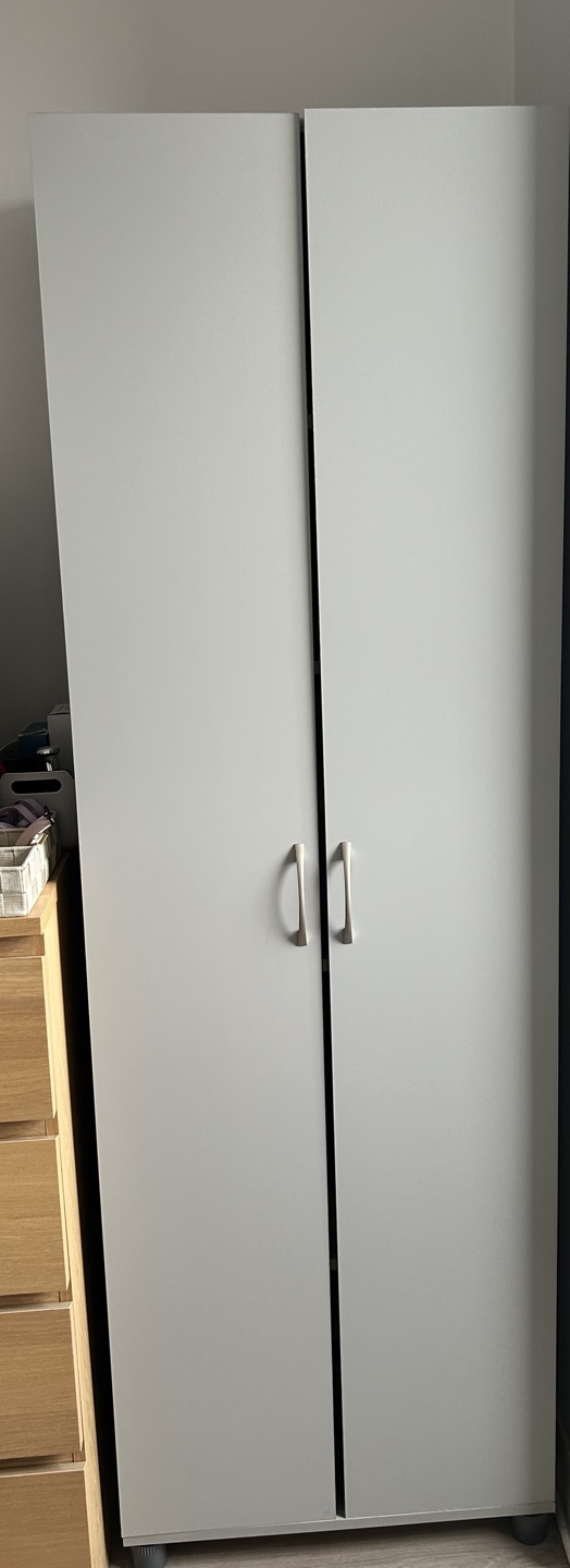 Grey Wardrobe Armoire with Shelves