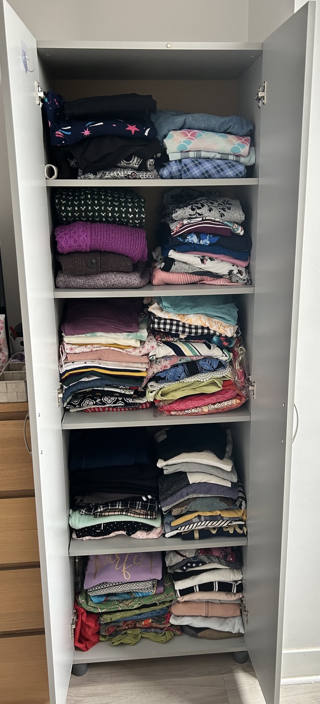 Grey Wardrobe Armoire with Shelves - photo 2