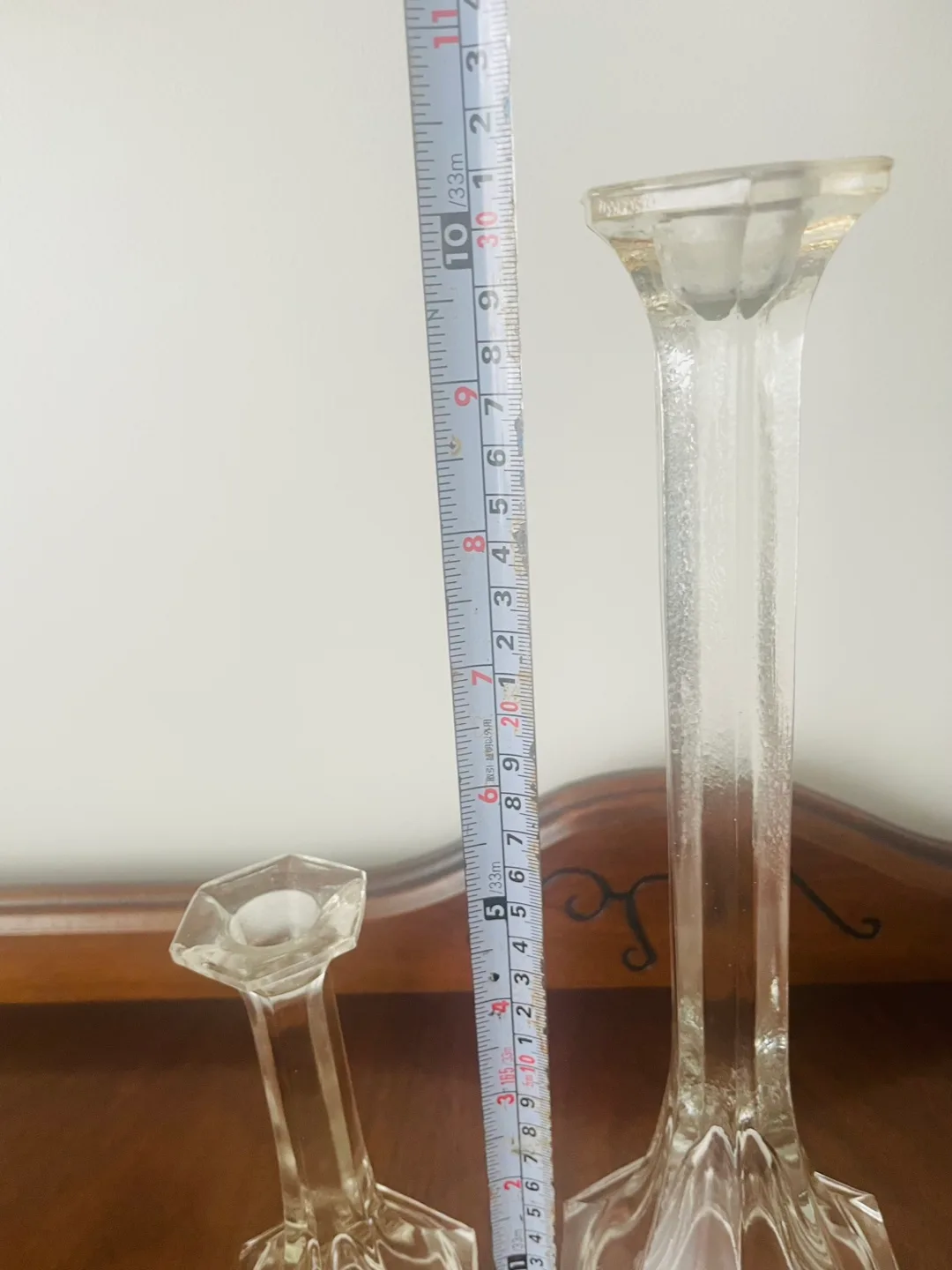Set of three vintage glass candle holders image indicator(3)