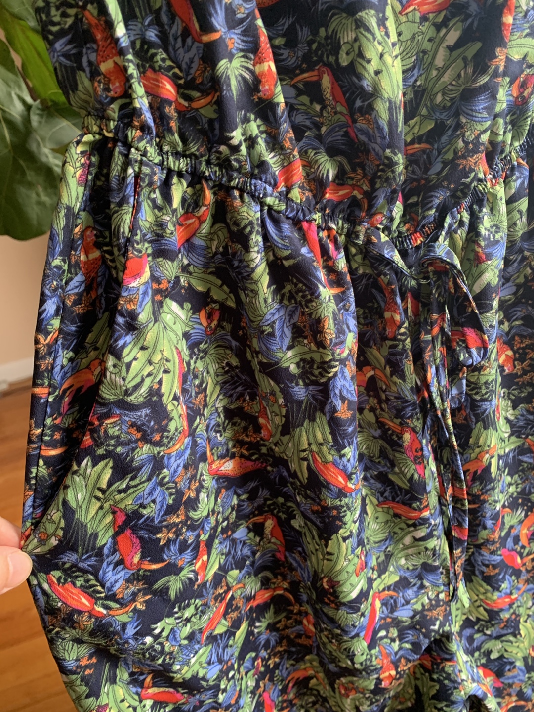 Strapless Tropical Bird Print Jumpsuit - photo 3