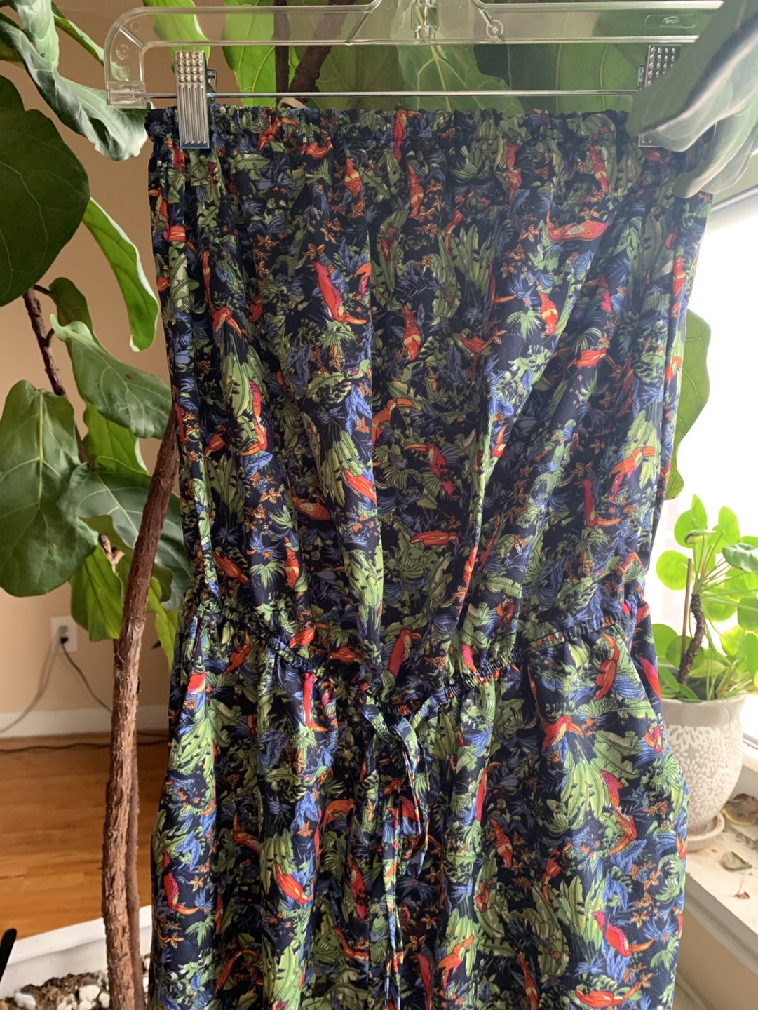 Strapless Tropical Bird Print Jumpsuit - photo 2