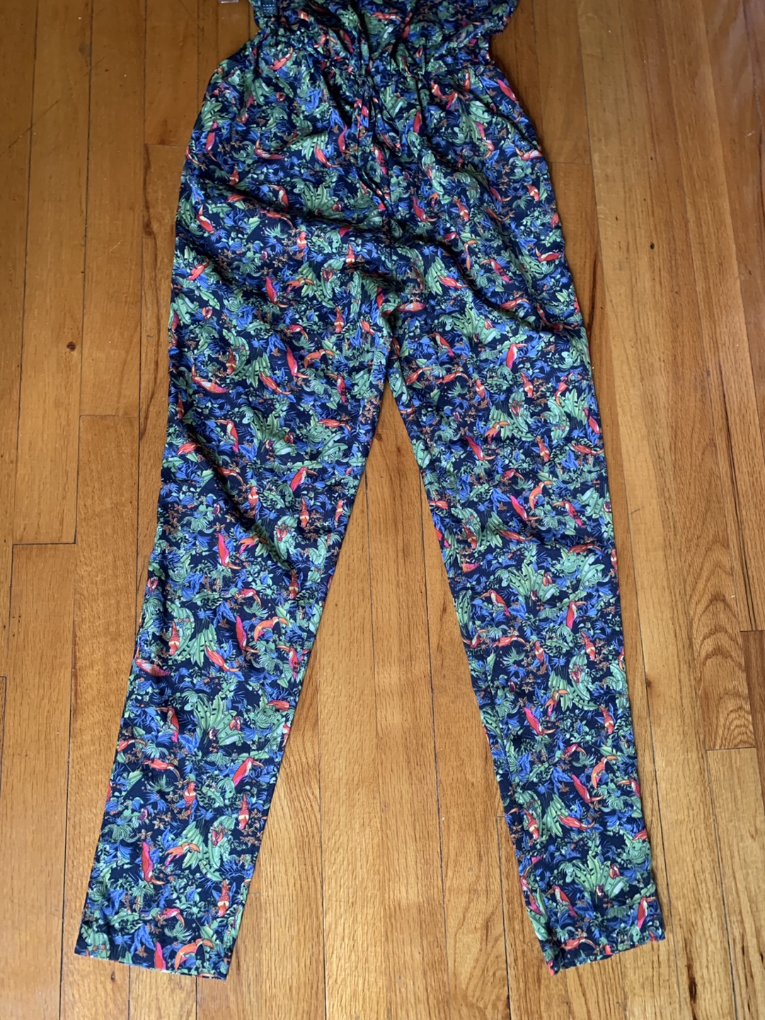 Strapless Tropical Bird Print Jumpsuit - photo 5