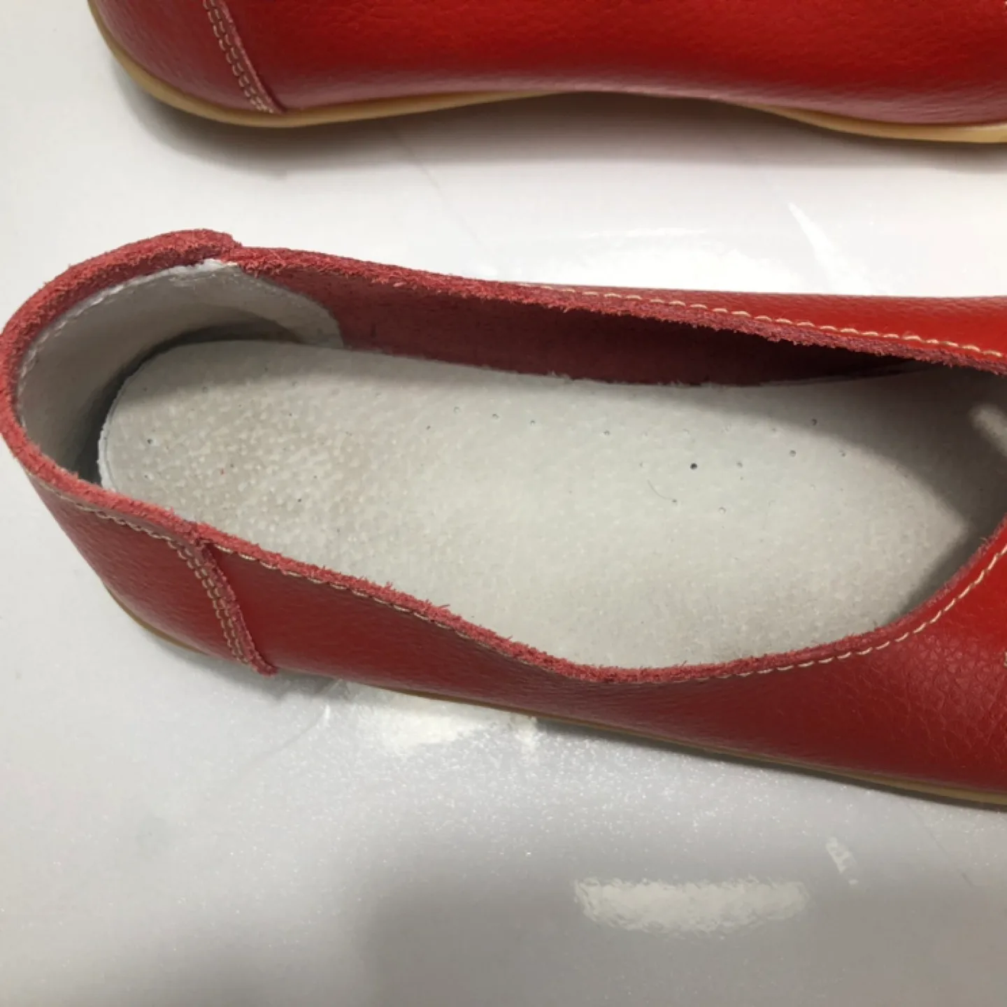 Women's Red Leather Flats with Woven Front Size 9.5 image indicator(4)