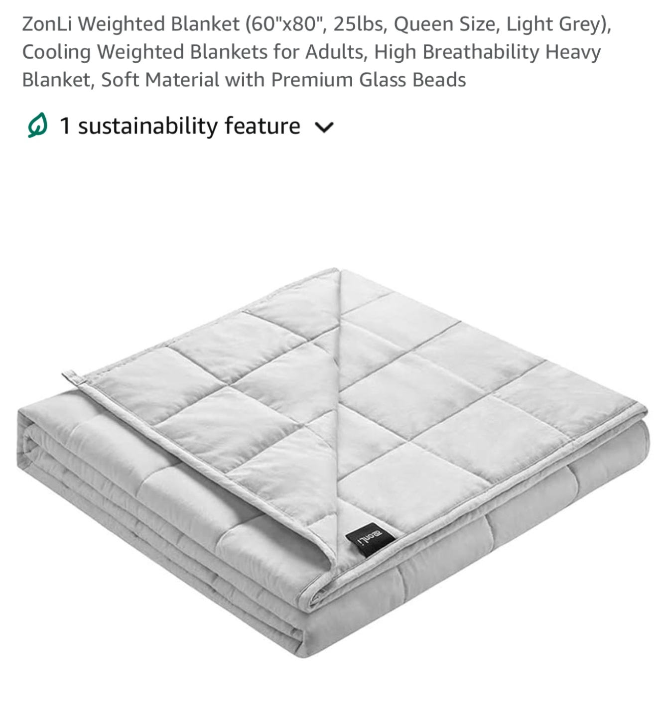 Weighted Blanket Queen Size 25lbs Light Grey