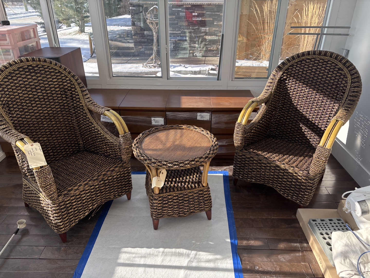 Wicker Patio Chairs and Table Set