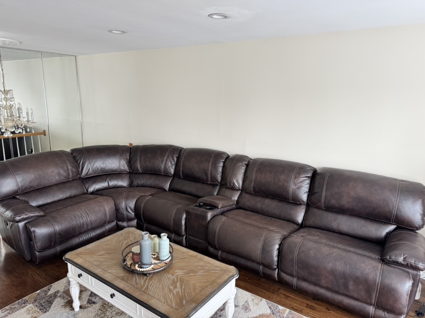 6 pc Brown Leather Sectional Recliner - photo 3