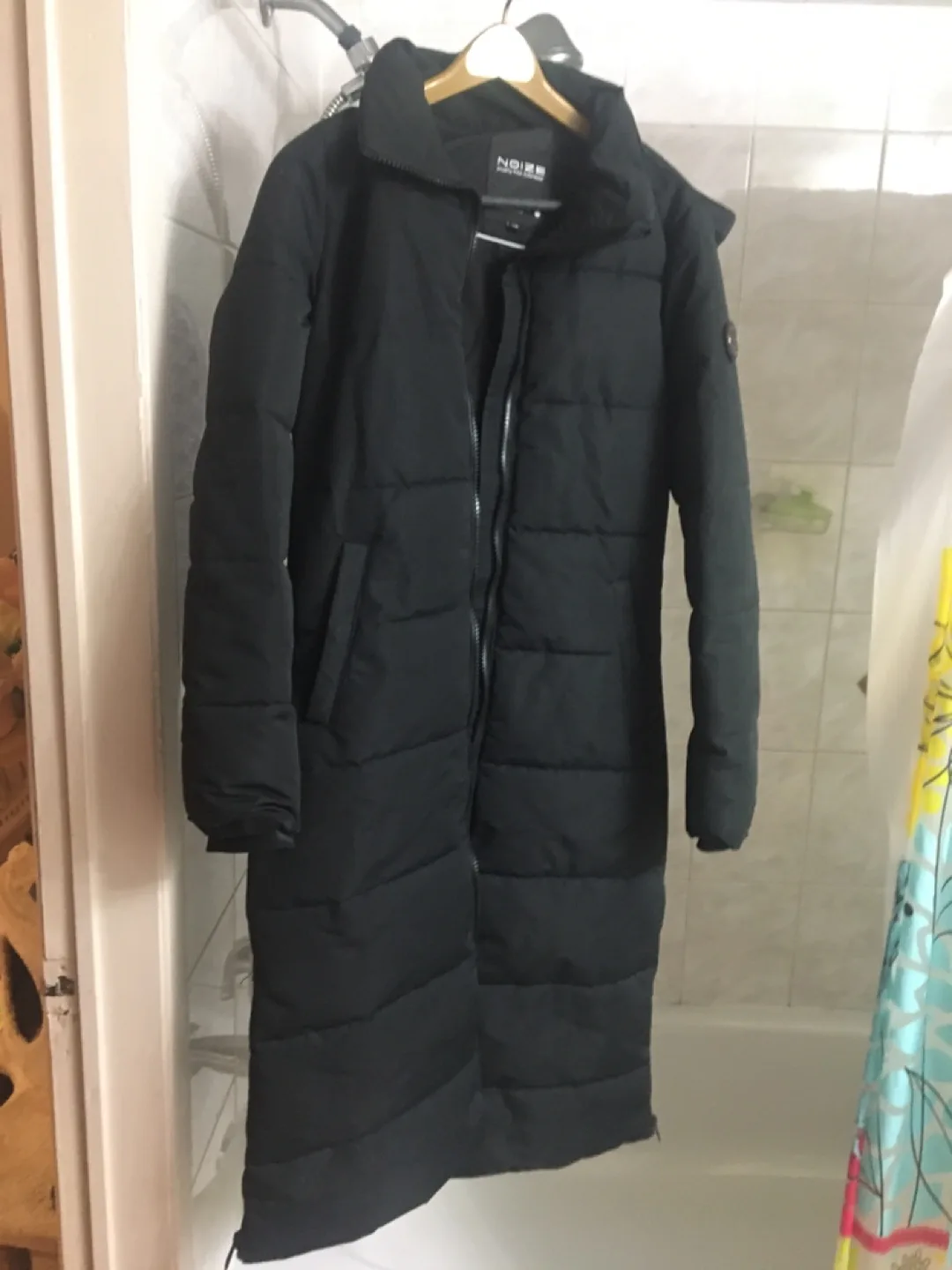 NOIZE Black Long Puffer Jacket thumbnail