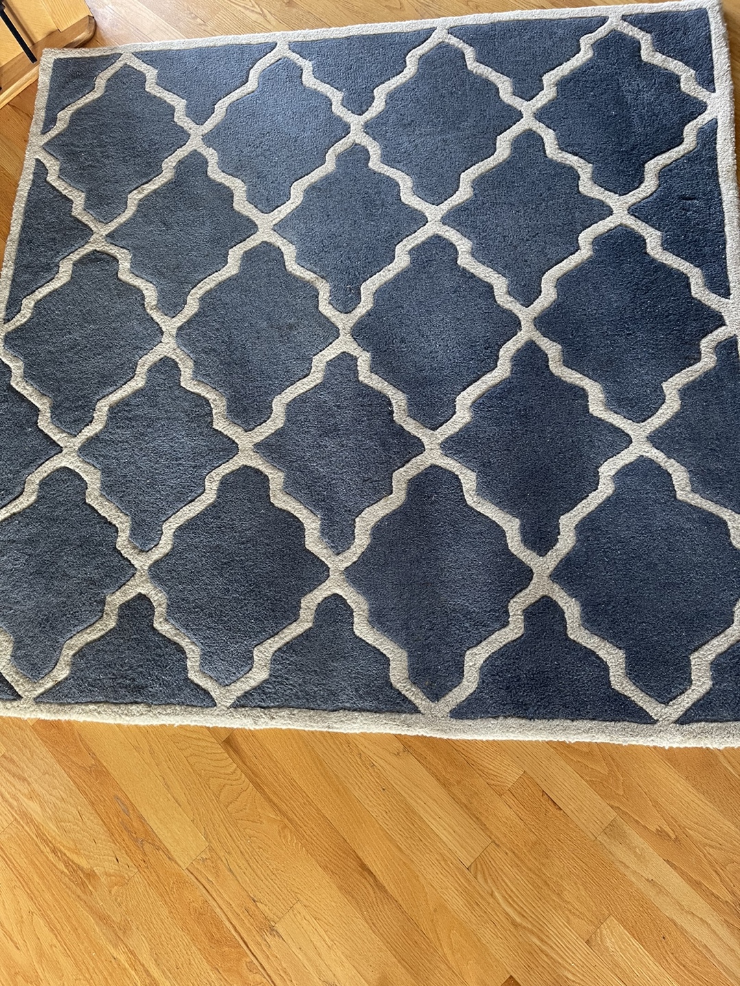 Blue and White Geometric Rug