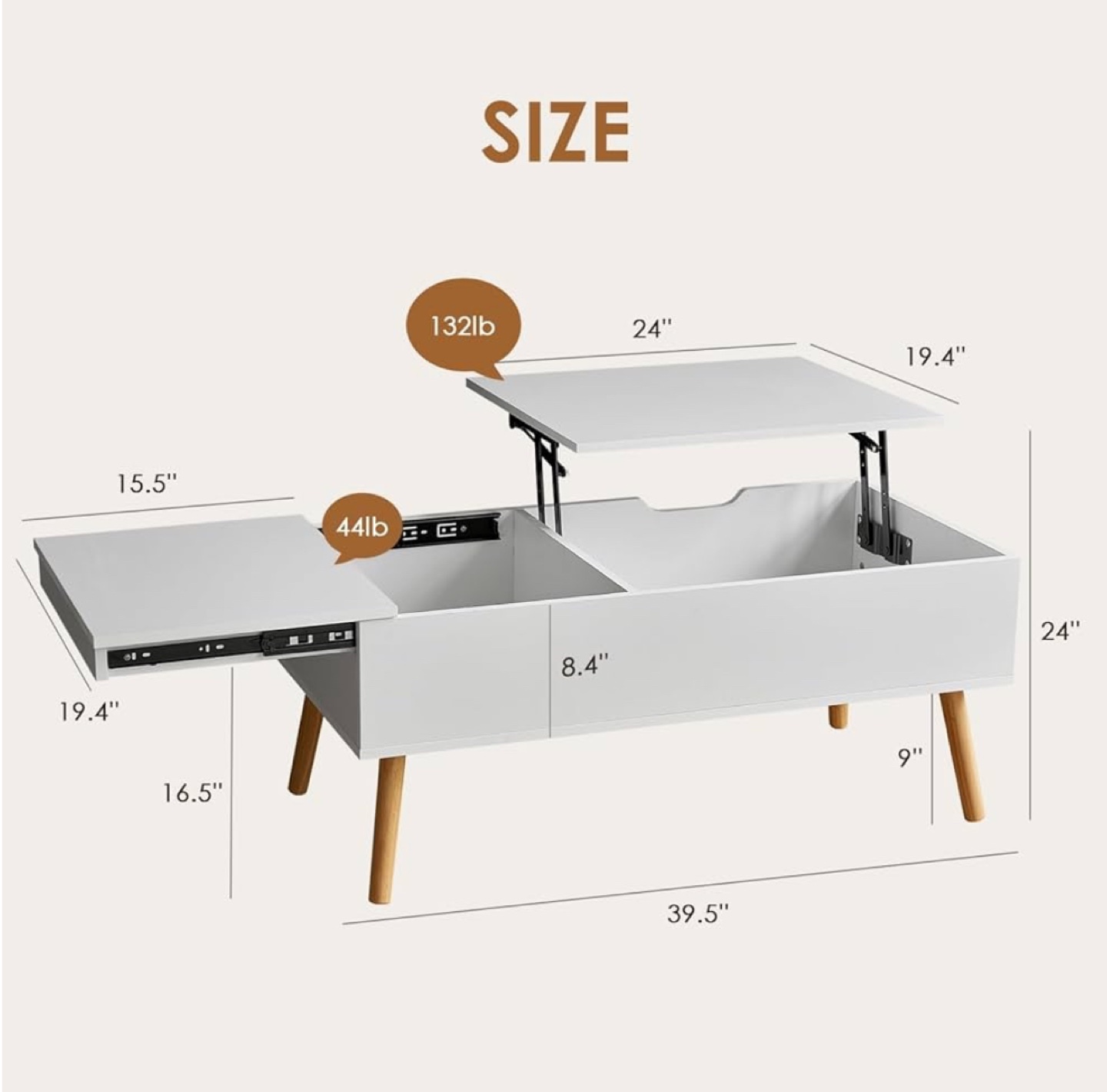 Lift-Top Coffee Table - Adjustable Height & Storage - photo 4