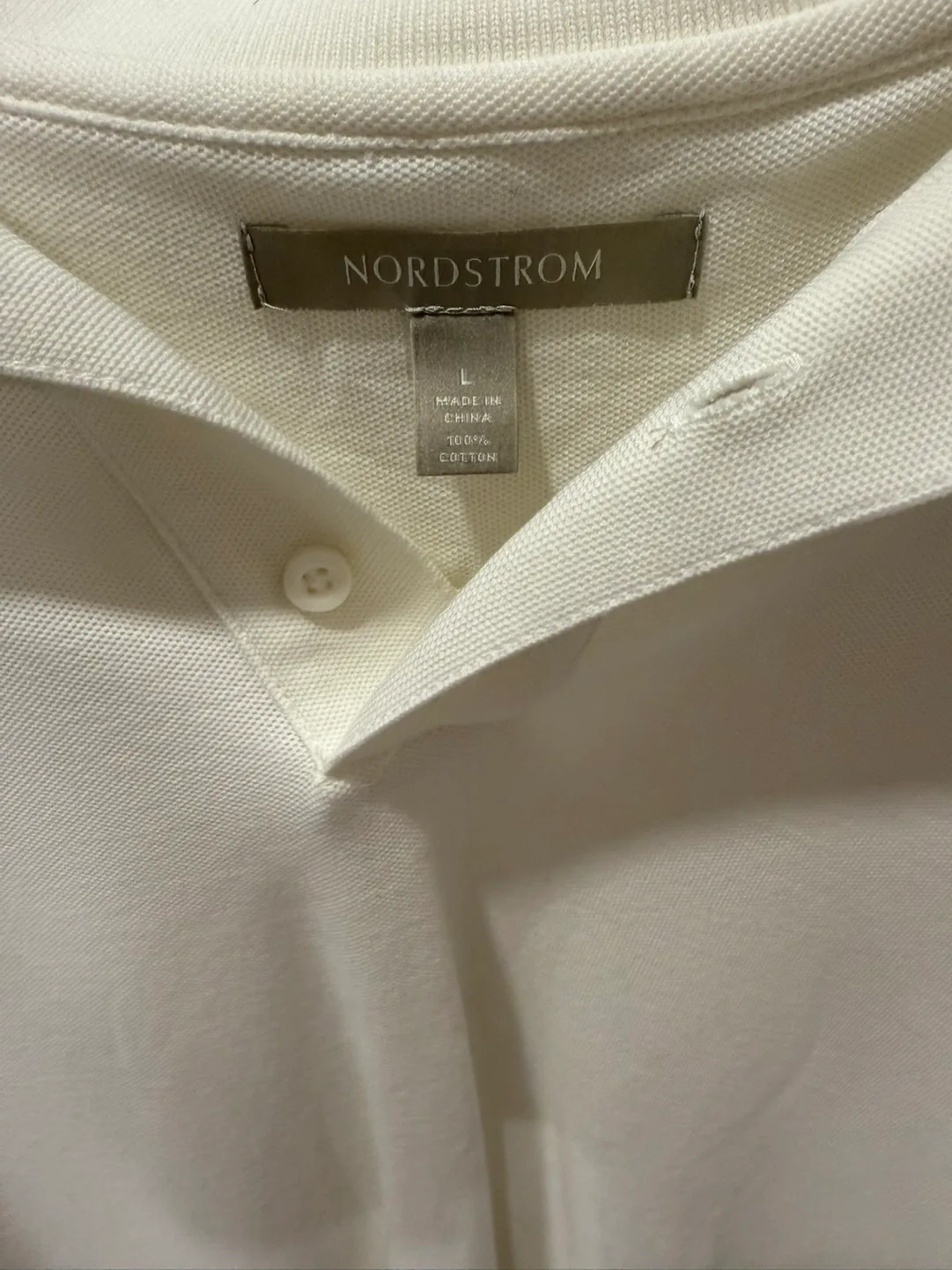 🏈Nordstrom Men's Large White Polo Shirt image indicator(3)