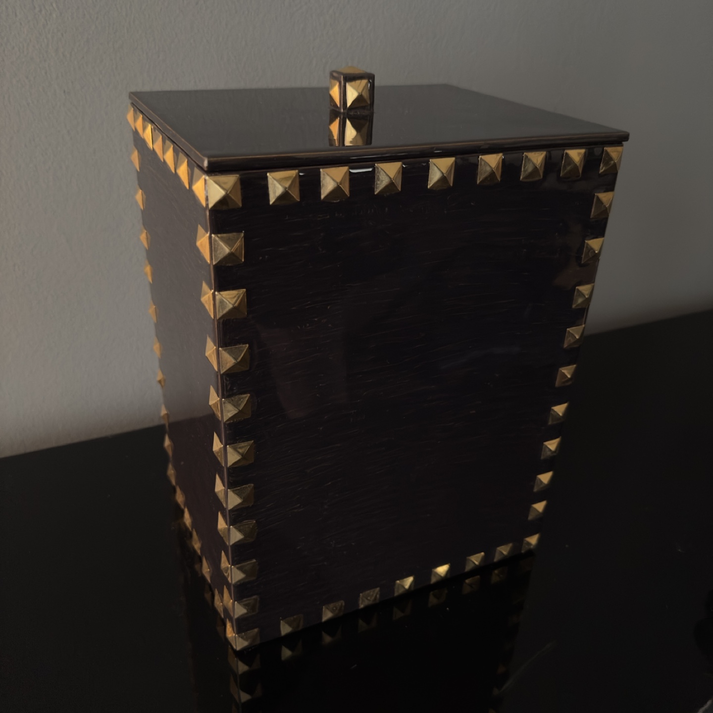 Mike + Ally Magnus Collection Gold Valentino Studded Wastebasket