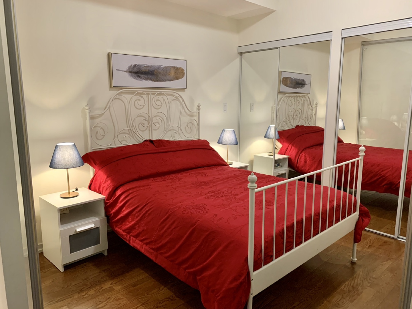 IKEA White Metal Double Bed Frame + Wooden Slats - photo 2