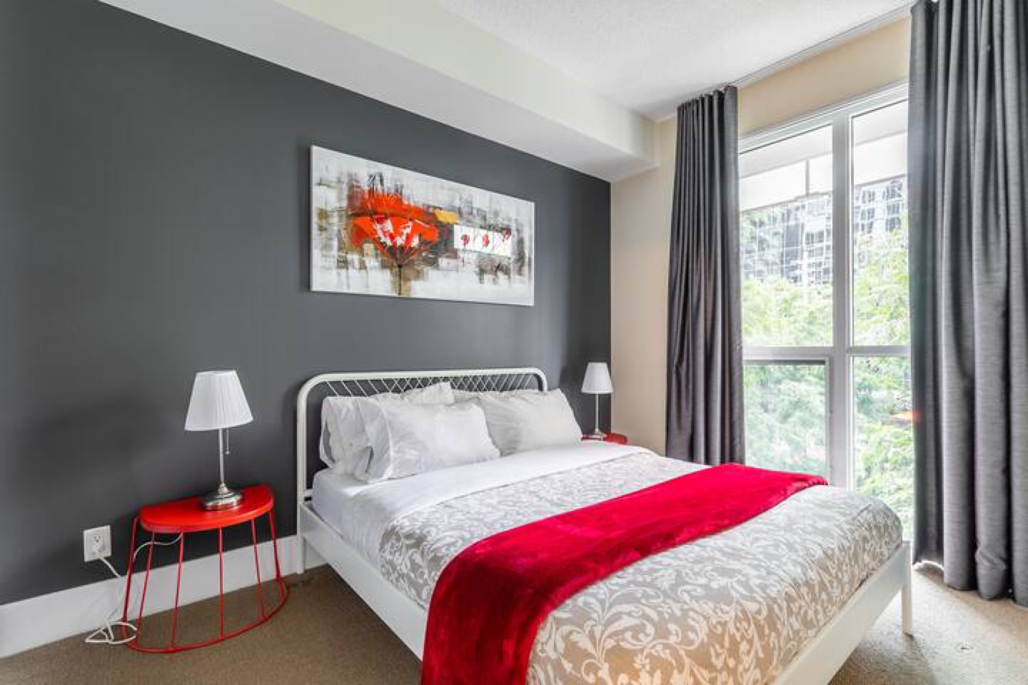 IKEA Metal Queen Bed Frame + Wooden Slats