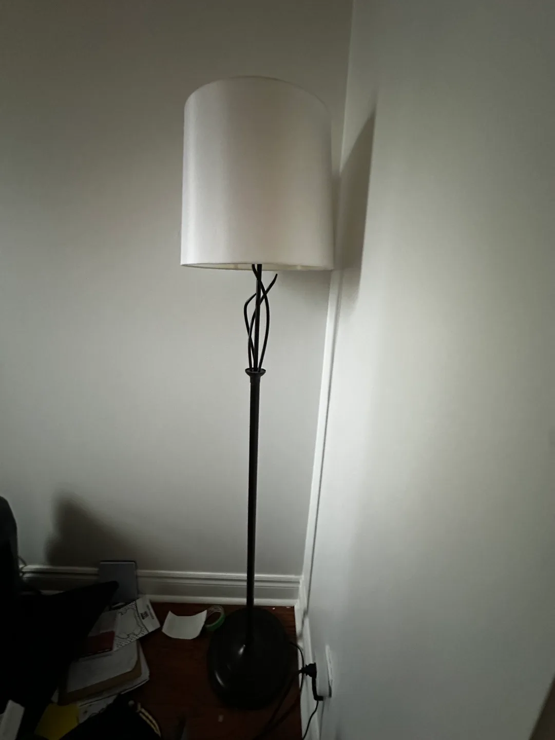 Vintage Floor Lamp with White Shade with foot switch image indicator(2)