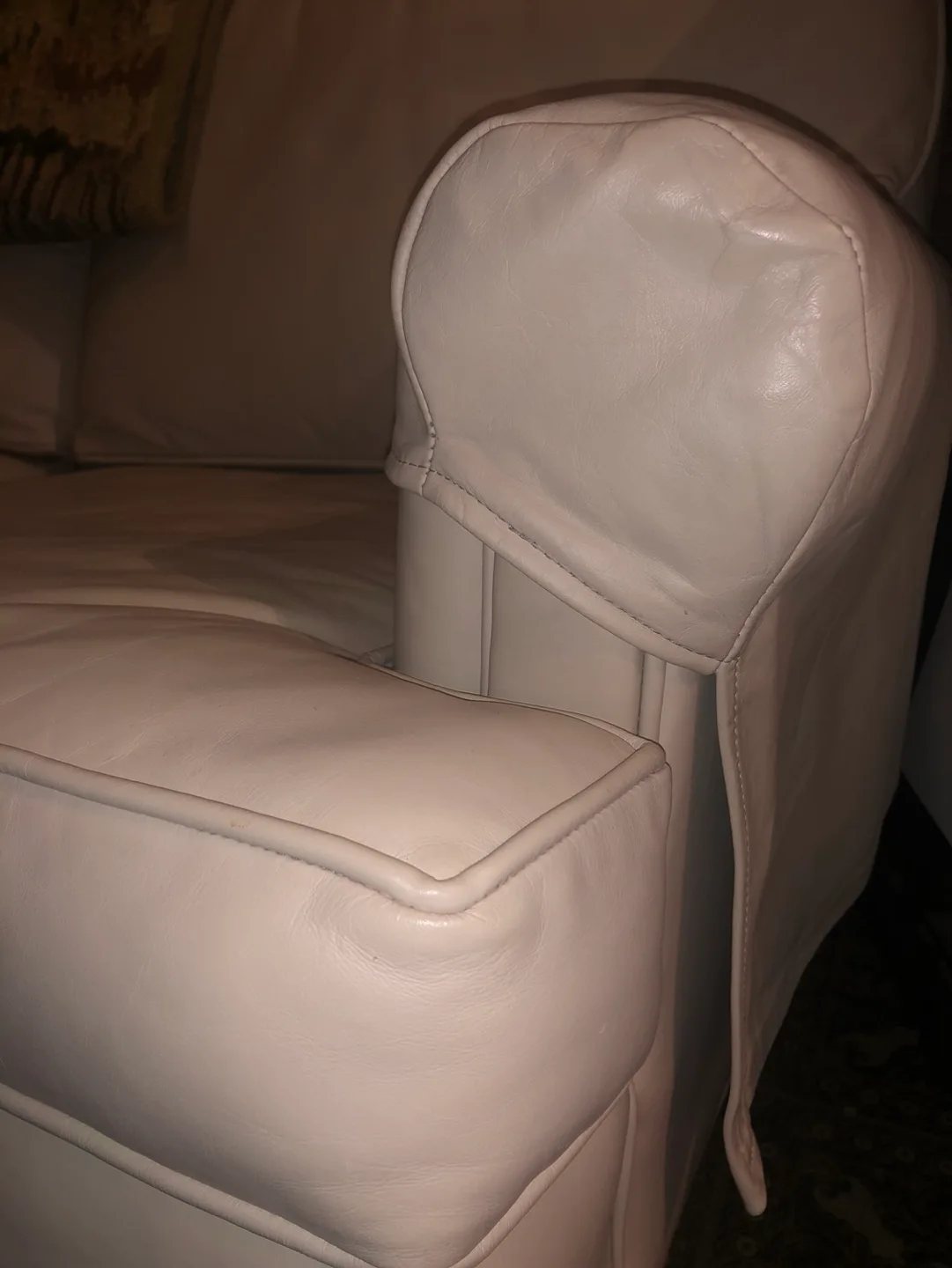 Cream Leather Sofa - 3-seater image indicator(4)