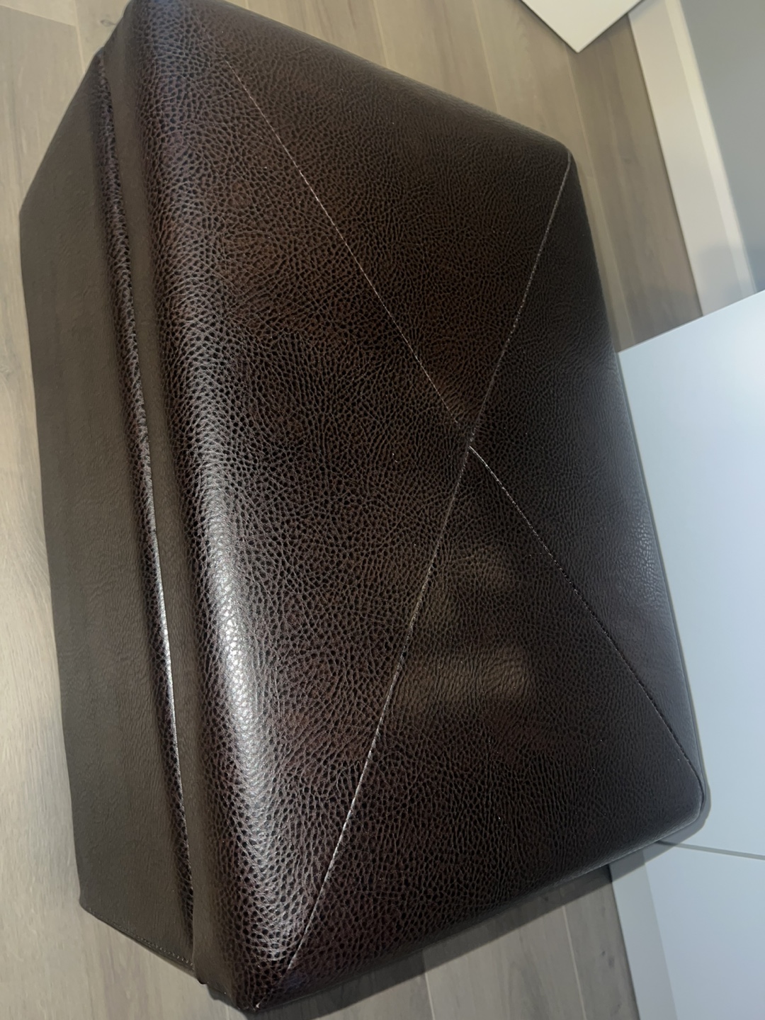 Brown Leather Storage Ottoman