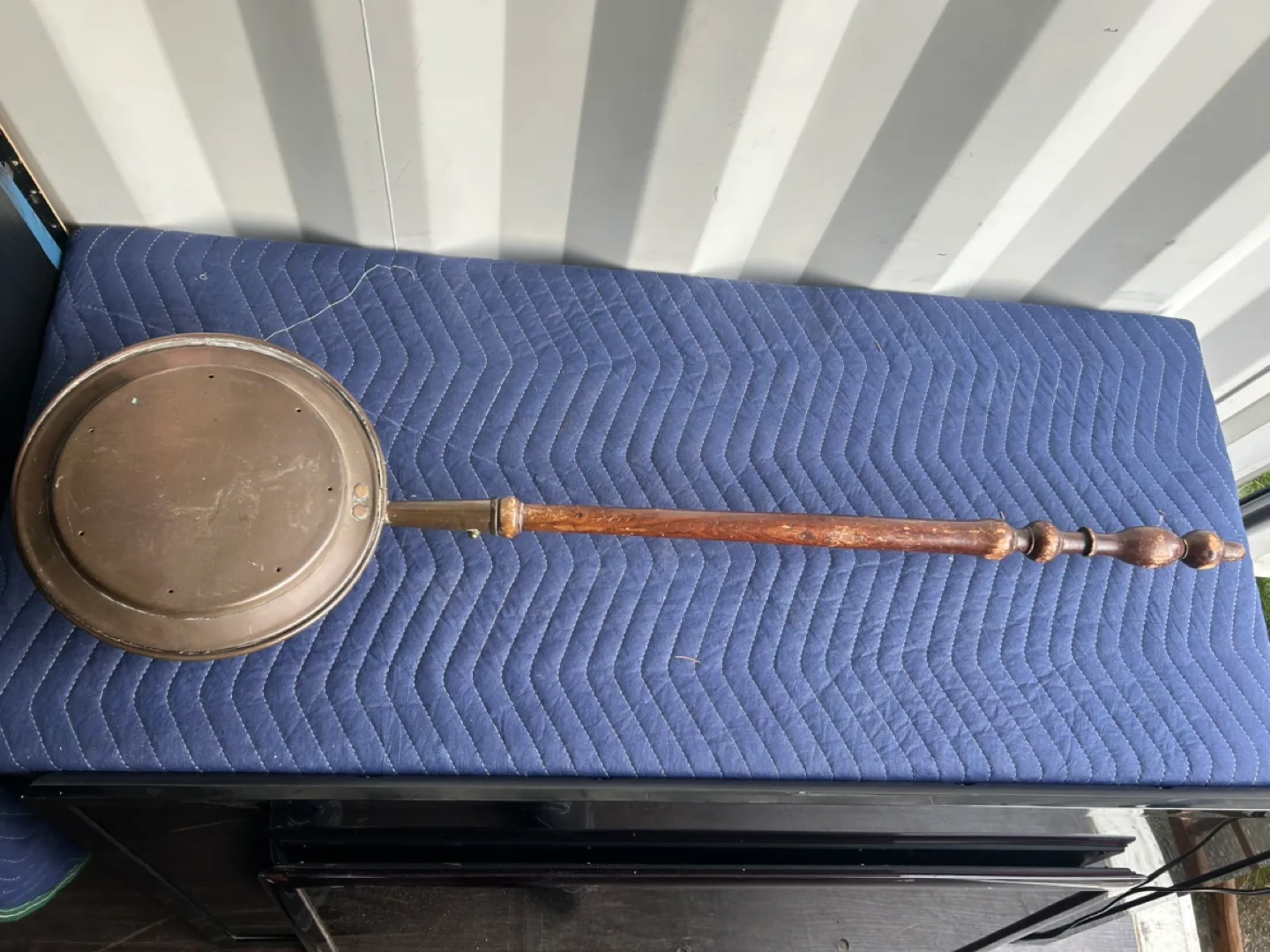 Antique Copper Warming Pan with Wooden Handle X 2 thumbnail