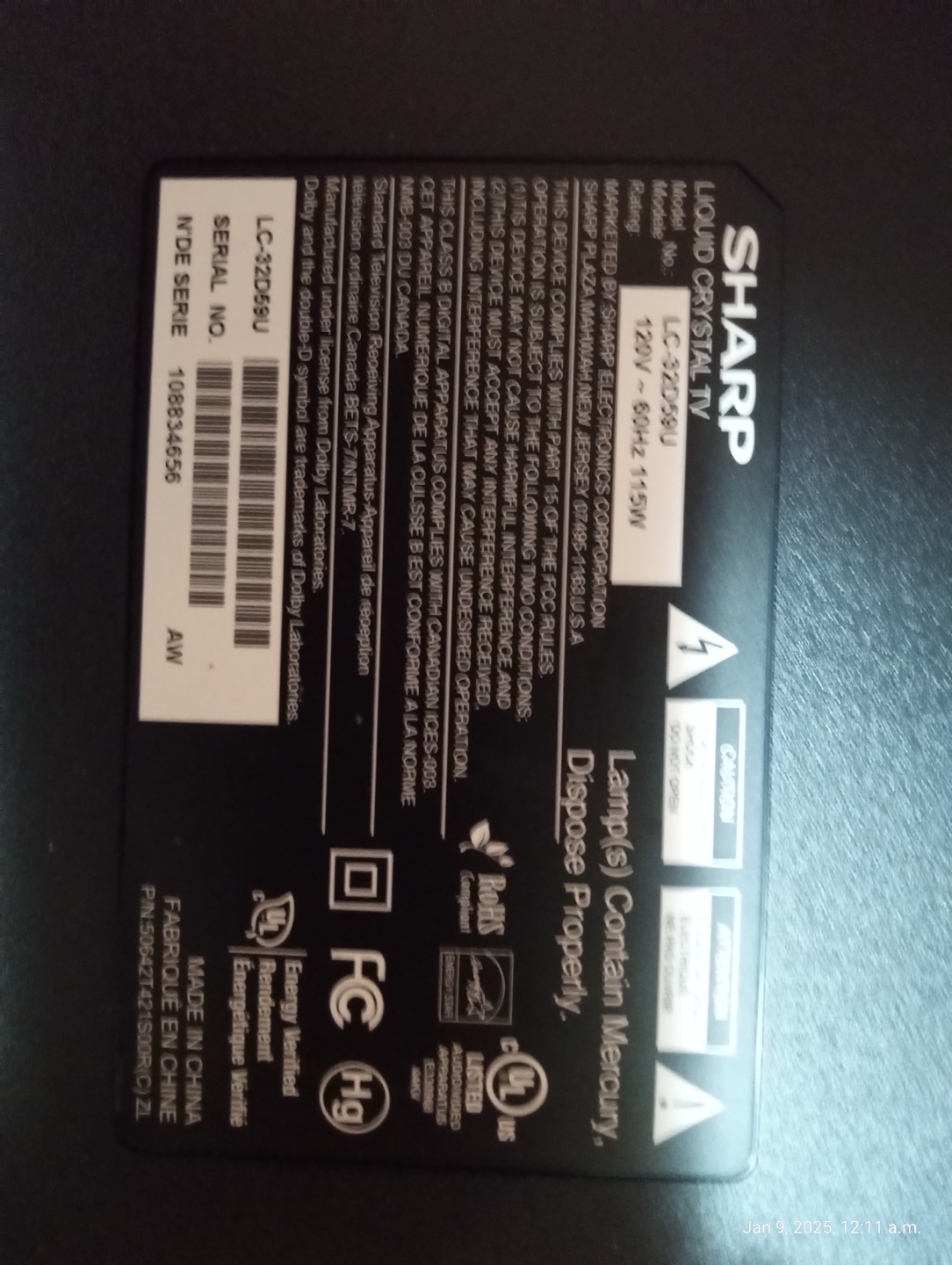 Sharp Aquos LCD TV - 32" Screen - photo 2