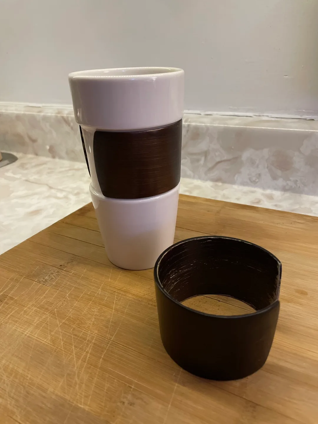 🏈 Starbucks Coffee Mug with 2 Wood Sleeves thumbnail