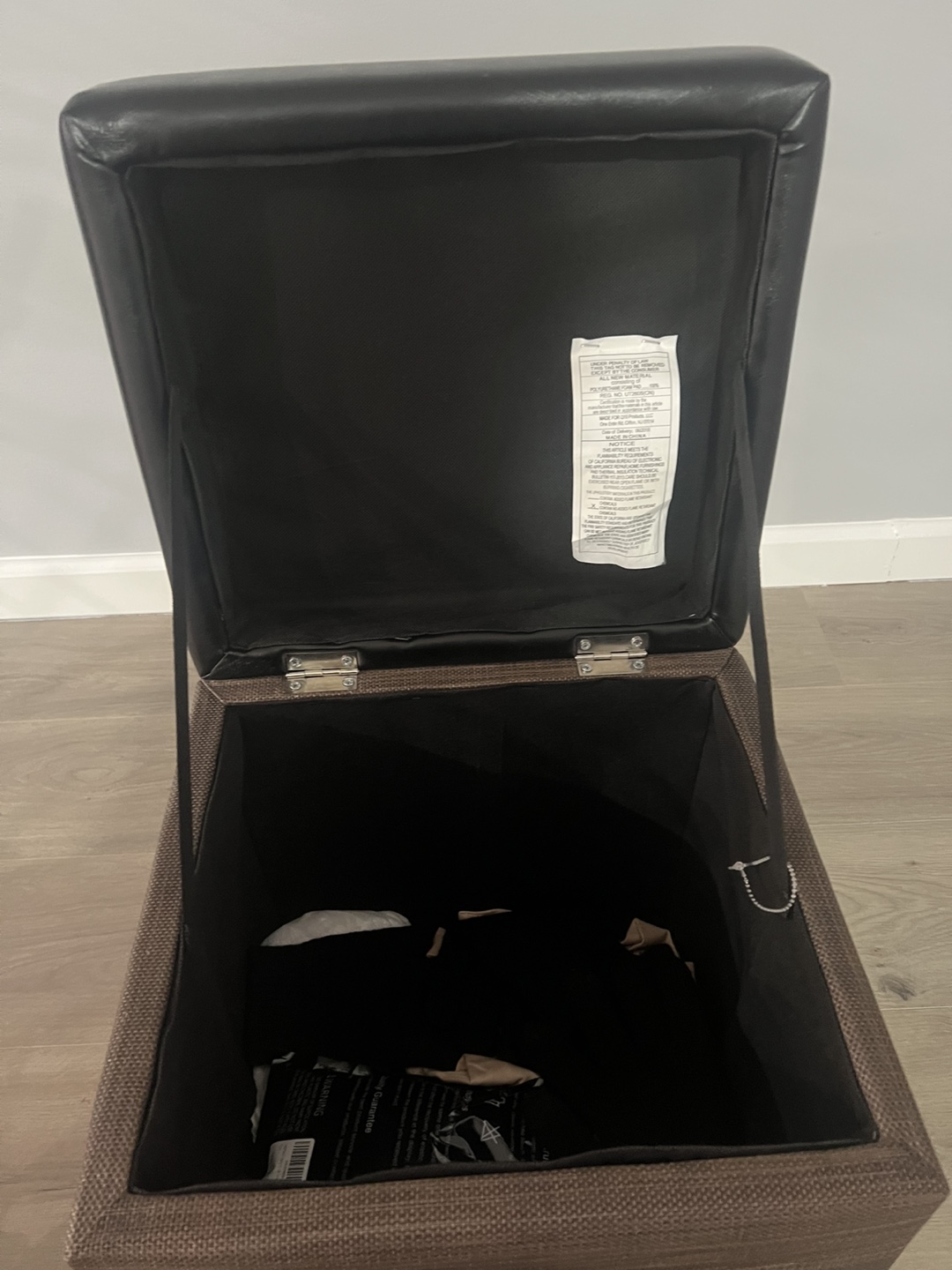 Storage Ottoman, Black Leather Top, - photo 2