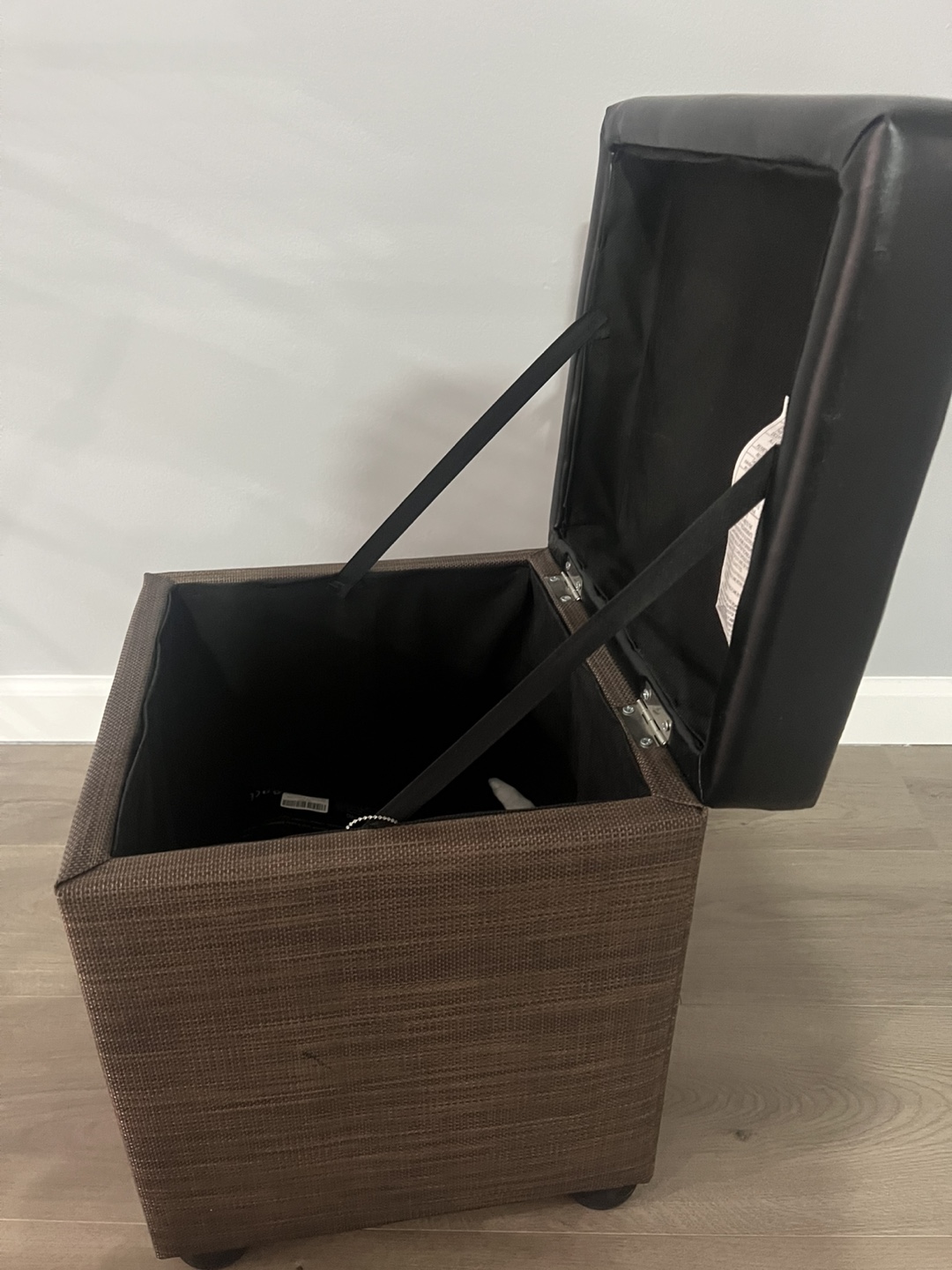 Storage Ottoman, Black Leather Top, - photo 3