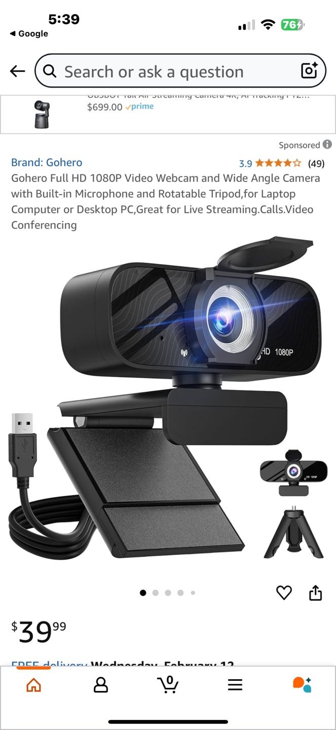 Gohero Autofocus HD 1080P Webcam with Tripod - photo 5