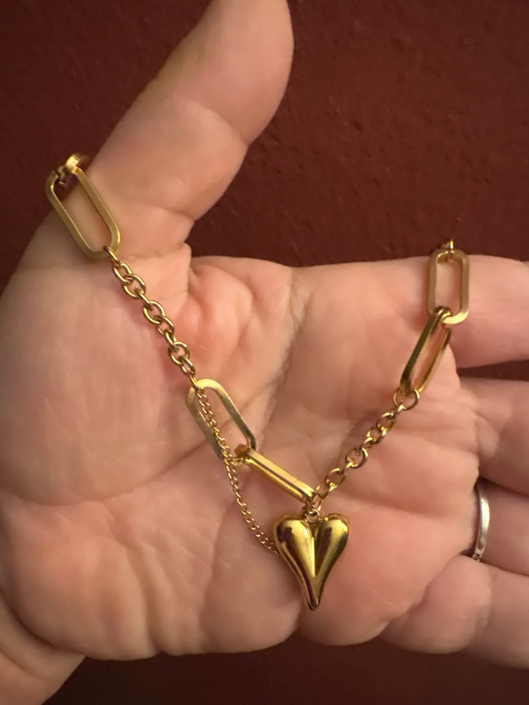 18 K SS Gold Heart Necklace and Bracelet Set image indicator(2)