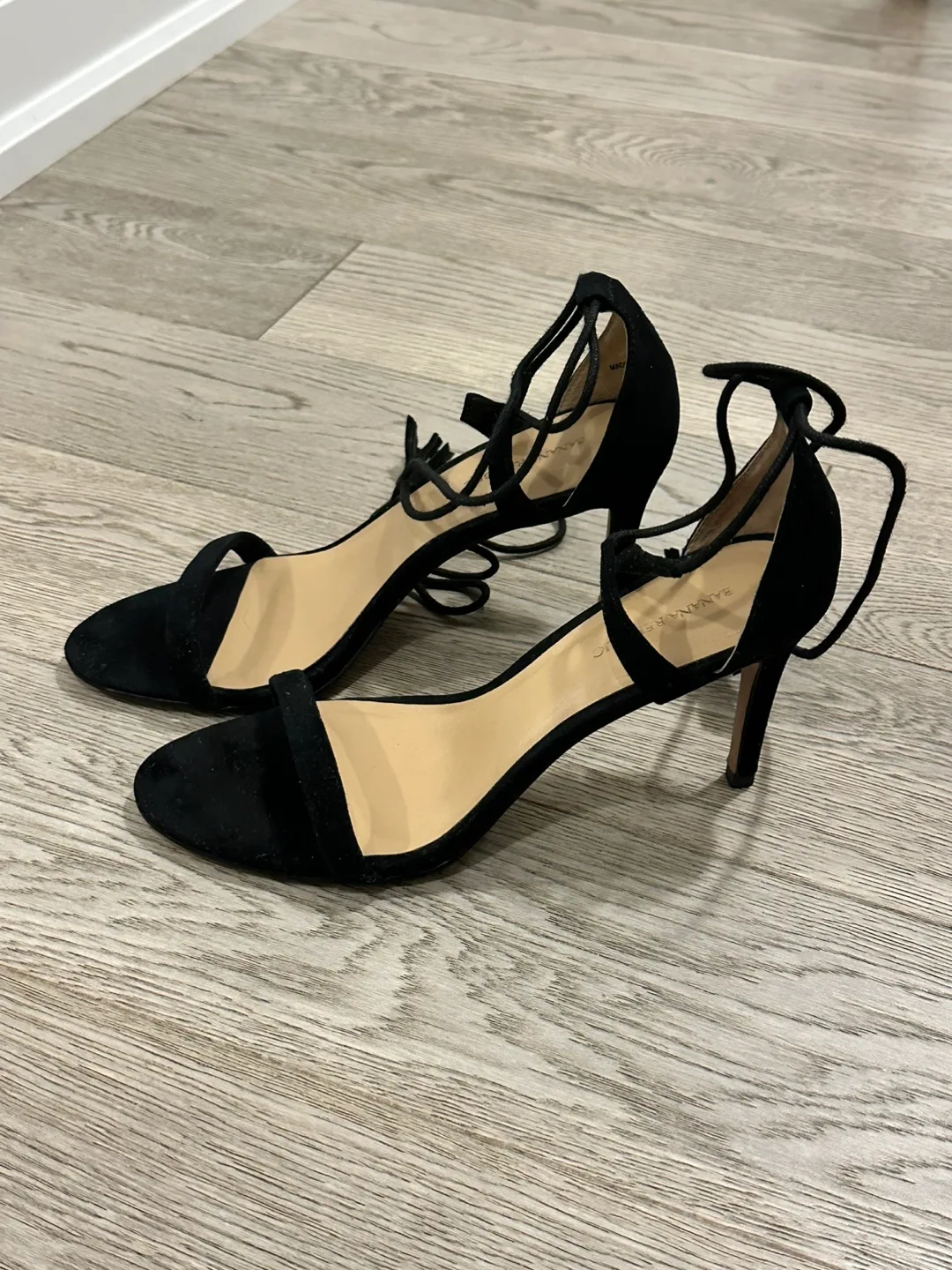 Banana Republic Black Suede Ankle-Tie Heels image indicator(2)