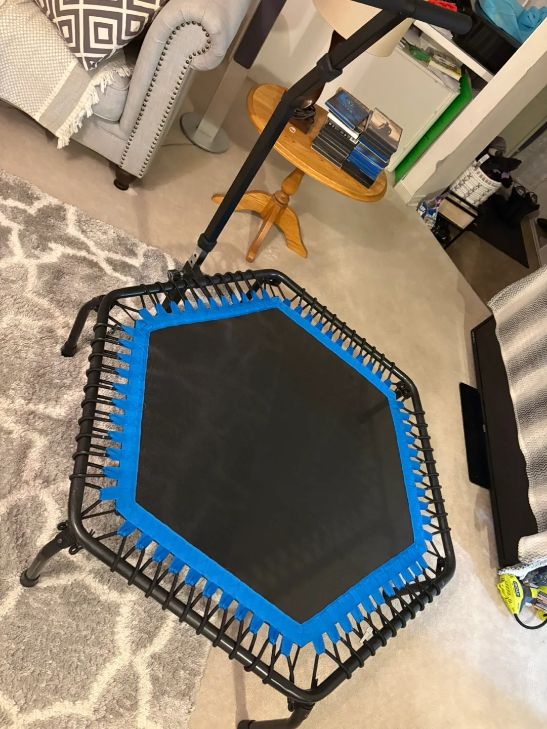Hexagonal Mini-Trampoline with Handle thumbnail
