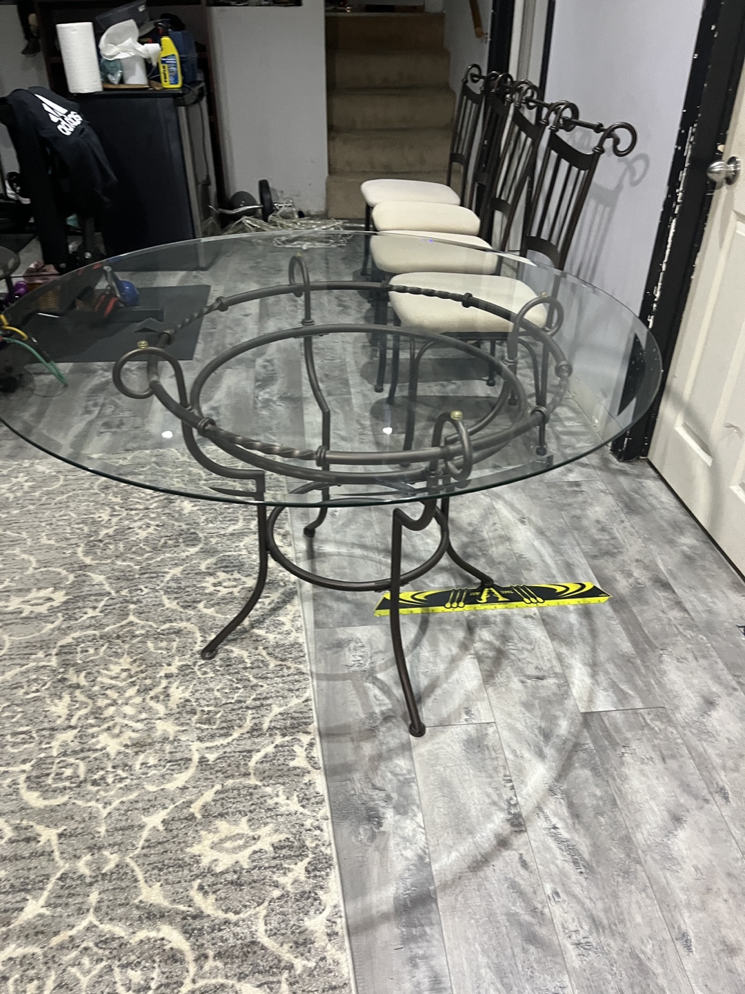 Glass Top Dining Table with Four Chairs