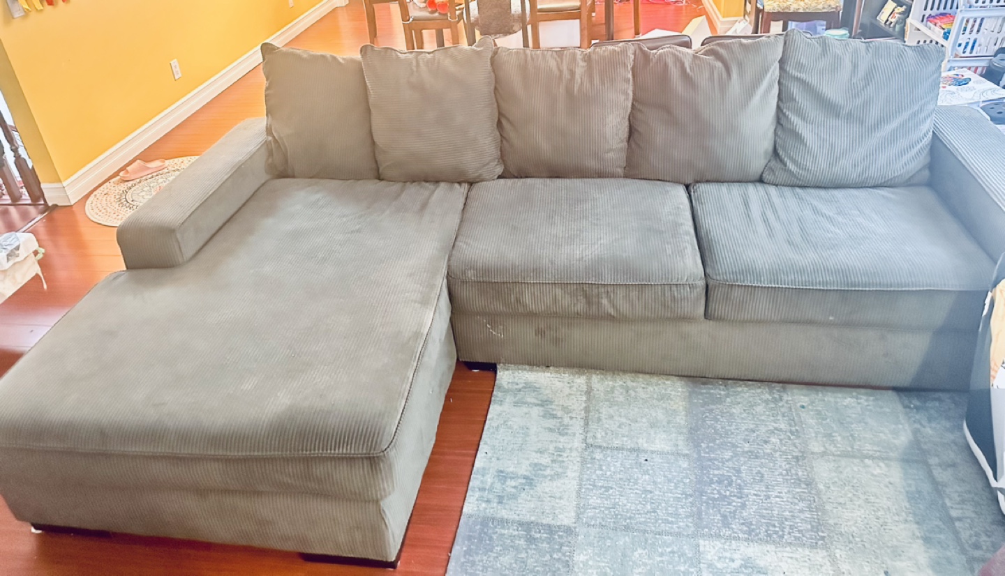 Grey Corduroy Sectional Sofa