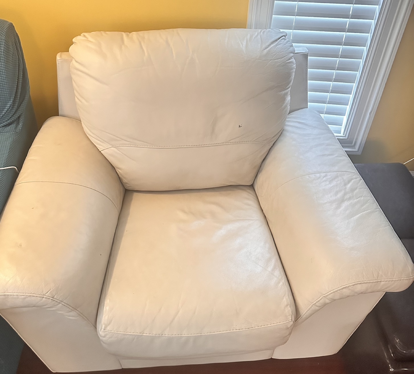 Off-White Leather Armchair