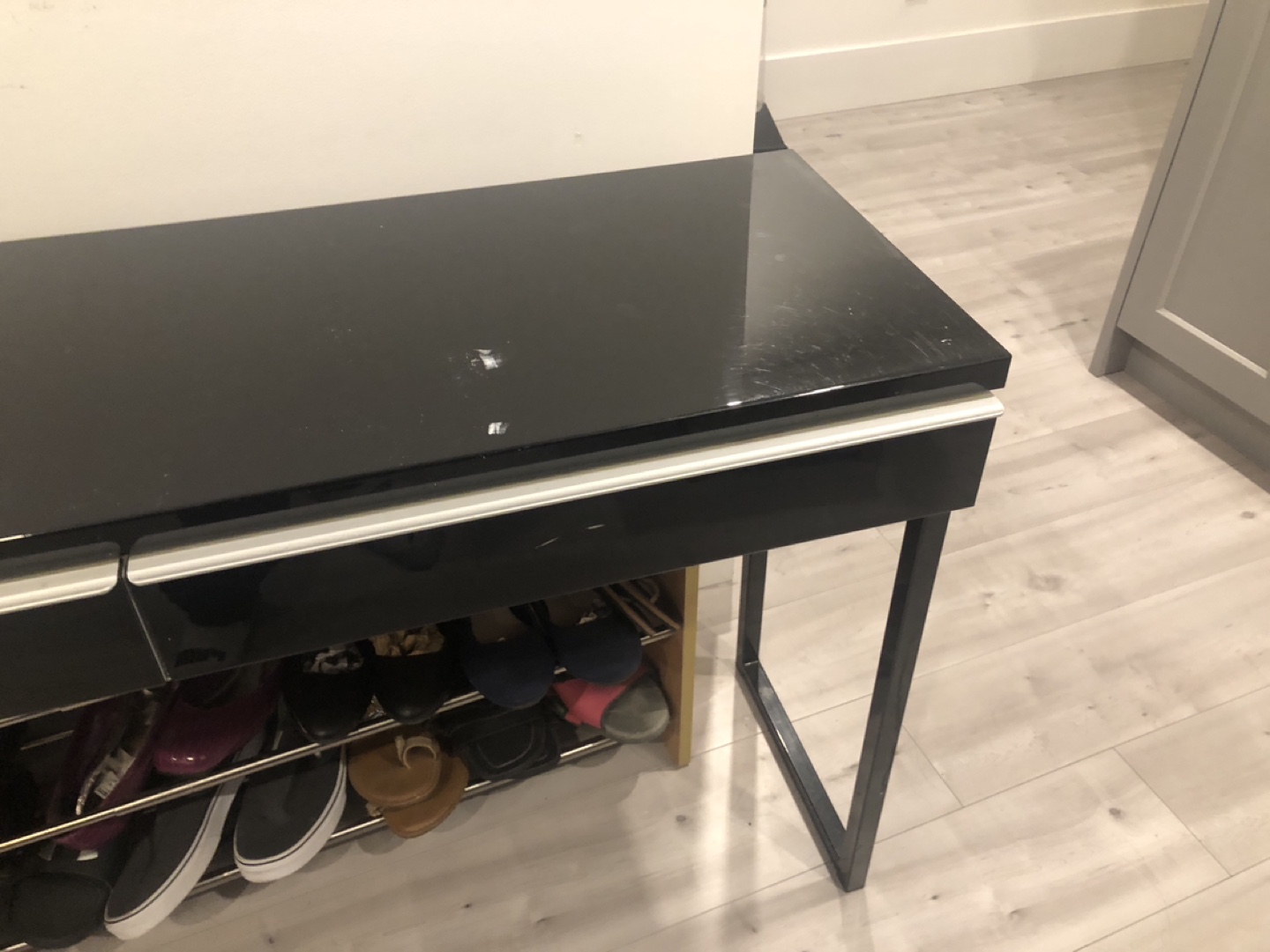 Black Glass Console Table with Two Drawers🥕 - photo 4