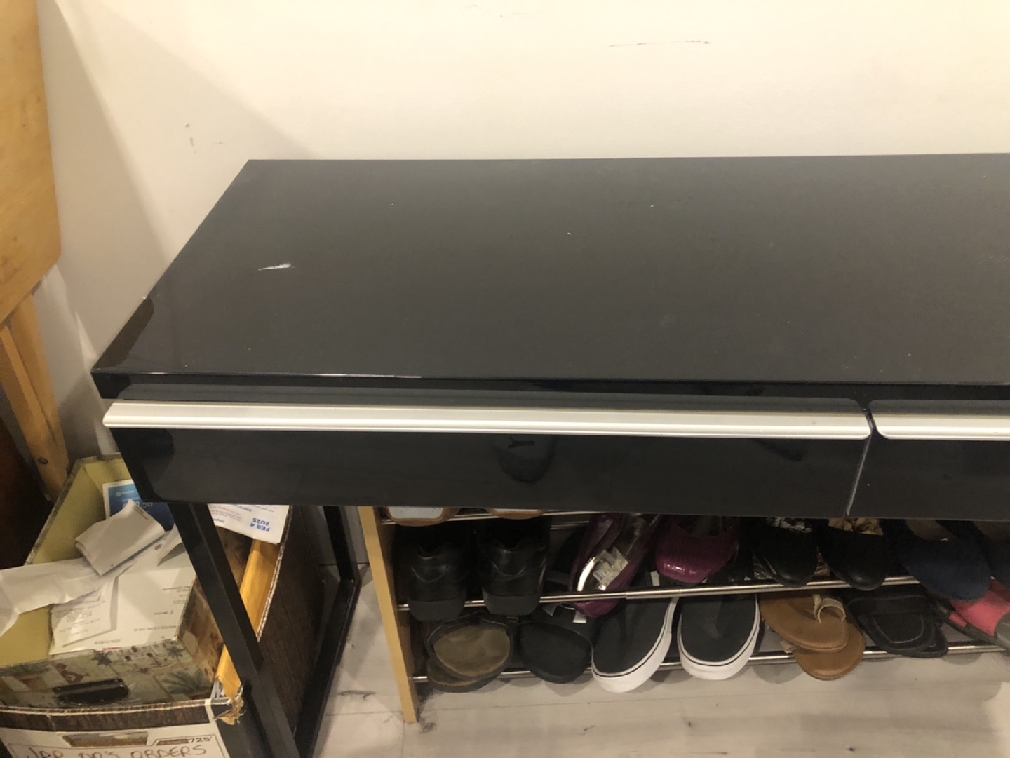 Black Glass Console Table with Two Drawers🥕 - photo 3