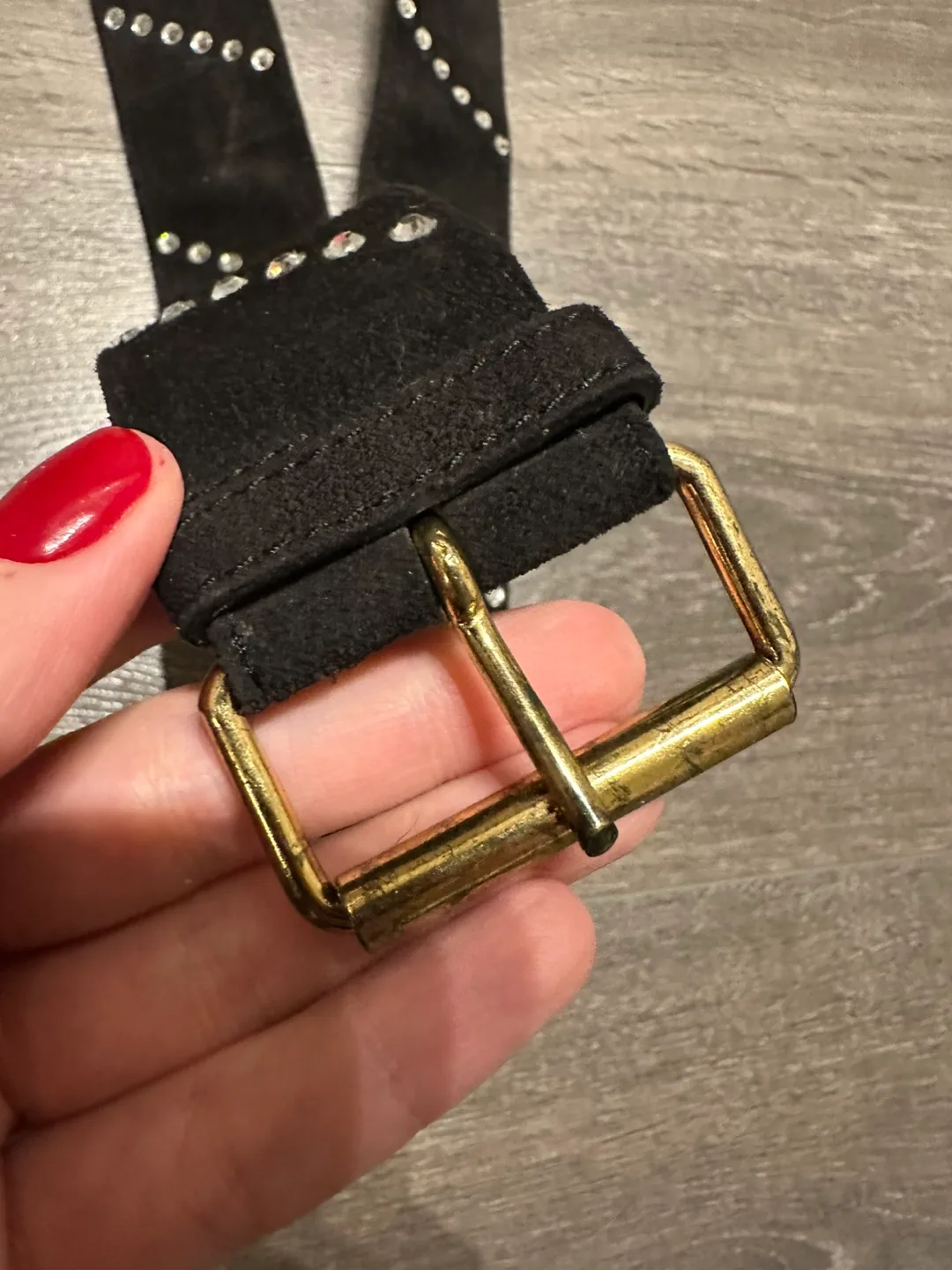 SONIA RYKIEL suede leather black belt with rhinestones France image indicator(5)