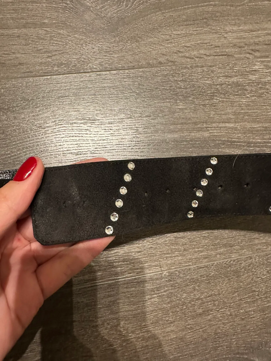 SONIA RYKIEL suede leather black belt with rhinestones France image indicator(4)