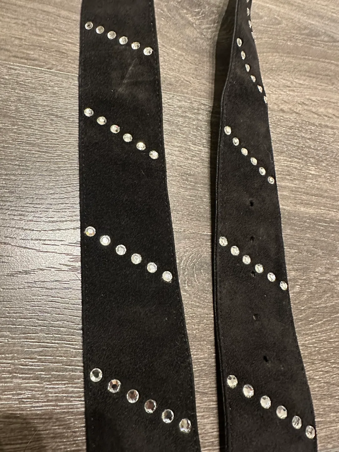 SONIA RYKIEL suede leather black belt with rhinestones France image indicator(2)