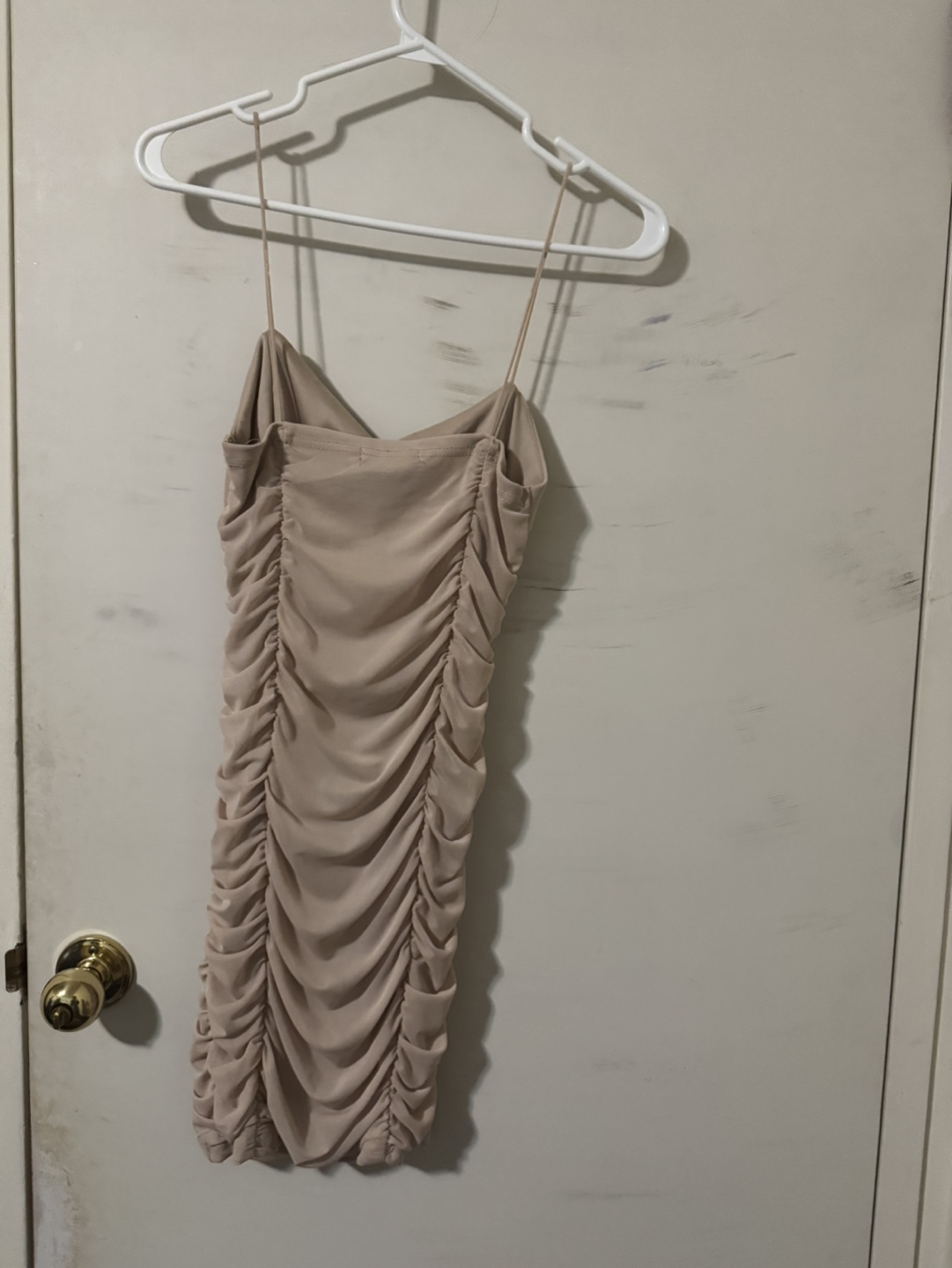 Beige Ruched Mini Dress - photo 2