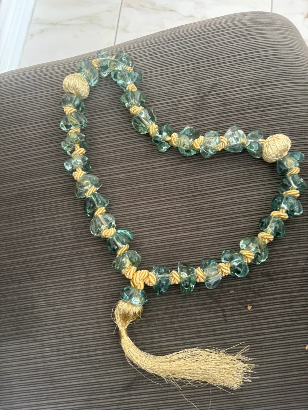 Elegant Green Glass Beaded Tassel image indicator(2)