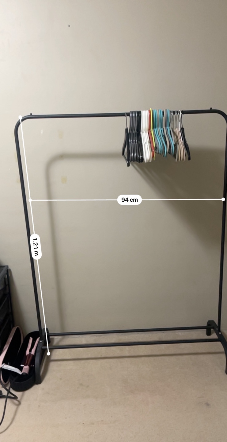 Black Clothing Rack, hangers - 120cm x 94cm
