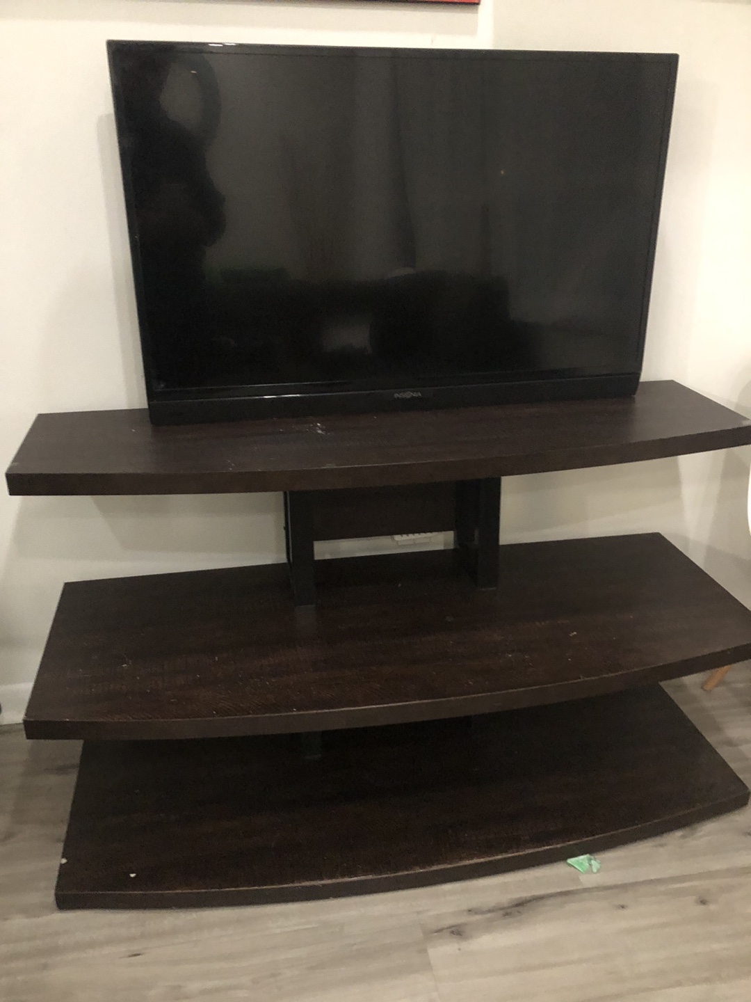 Dark Brown Curved TV Stand - photo 3