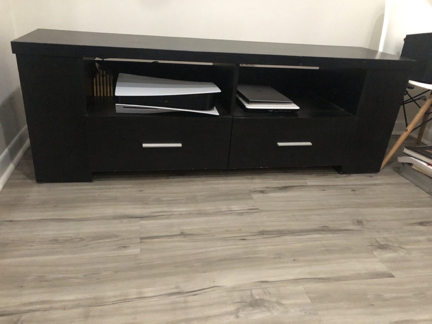 Black TV Stand with Two Drawers