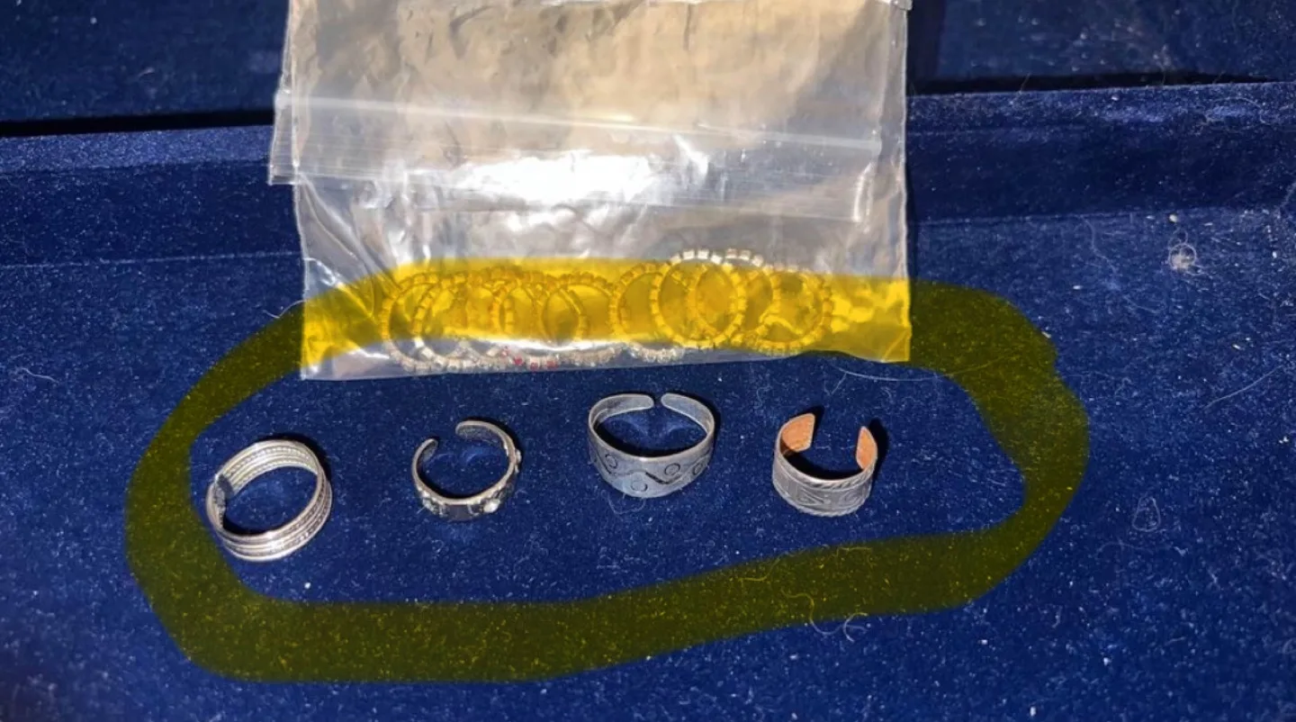 Stackable Toe Rings Set Rhinestone & Red Gemstone image indicator(5)