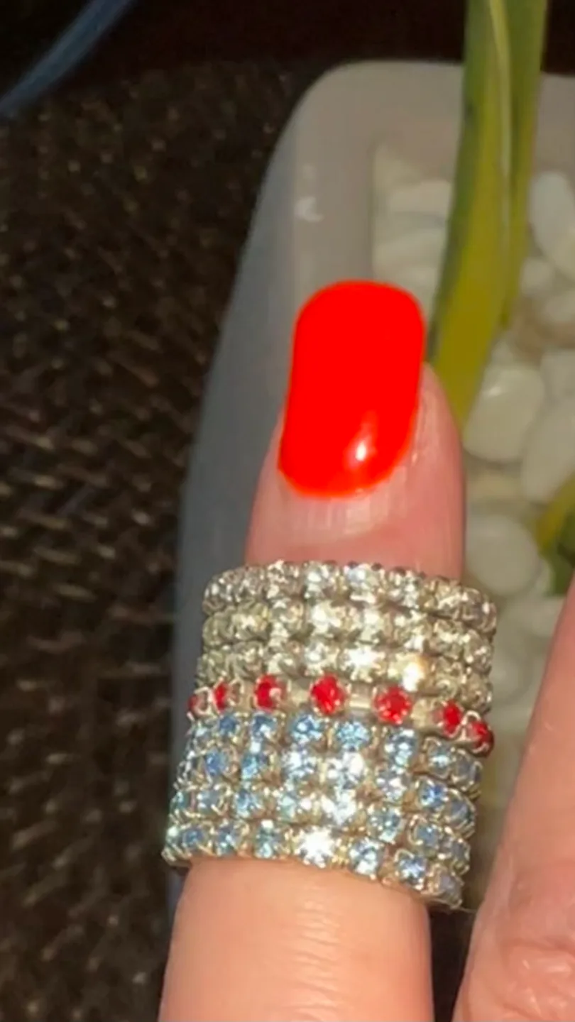 Stackable Toe Rings Set Rhinestone & Red Gemstone image indicator(2)