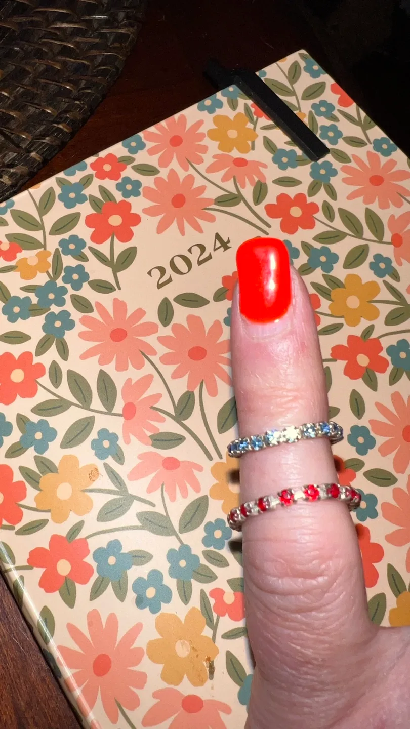 Stackable Toe Rings Set Rhinestone & Red Gemstone image indicator(4)