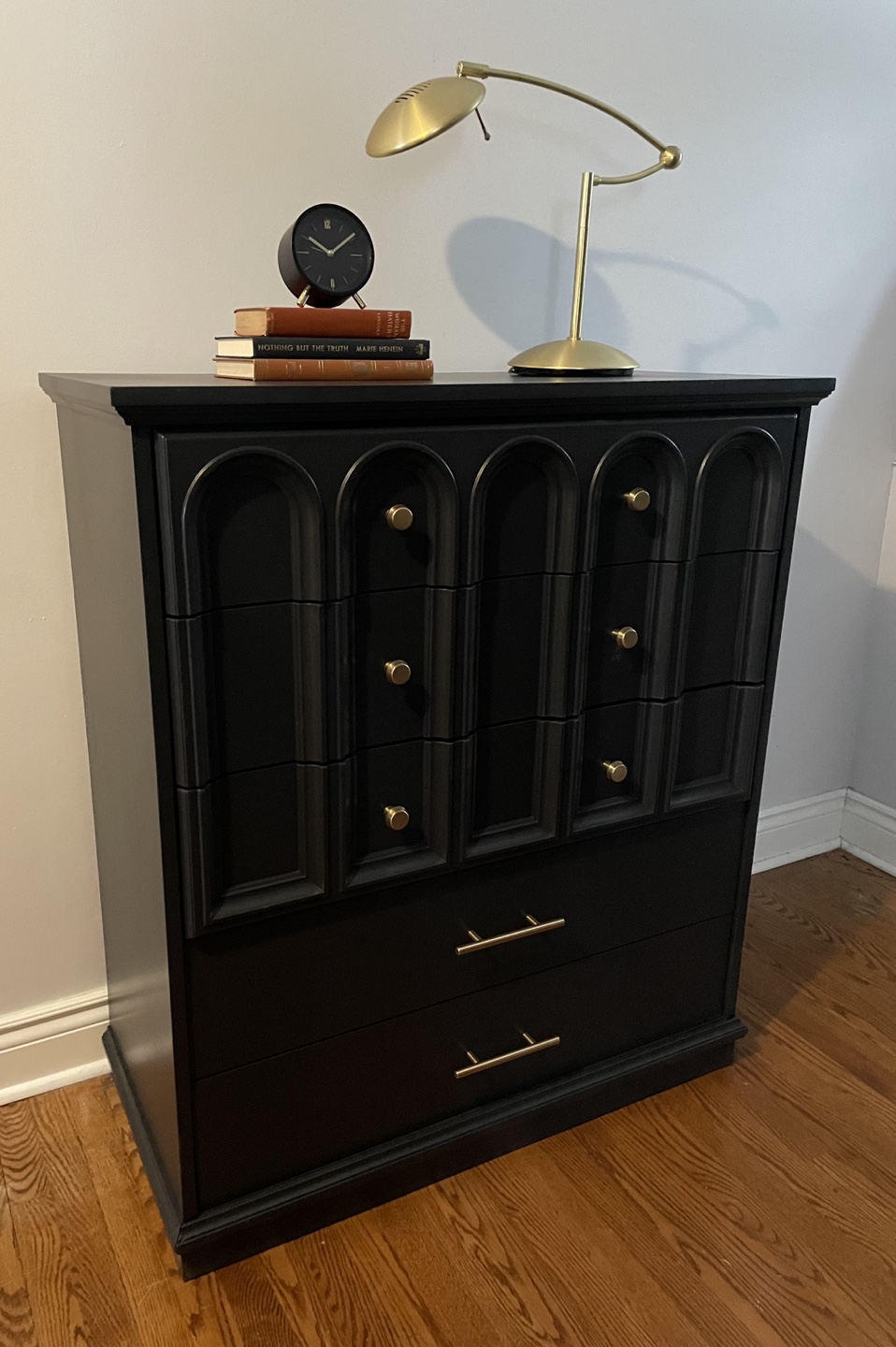 Vintage Black Tallboy/Highboy Dresser