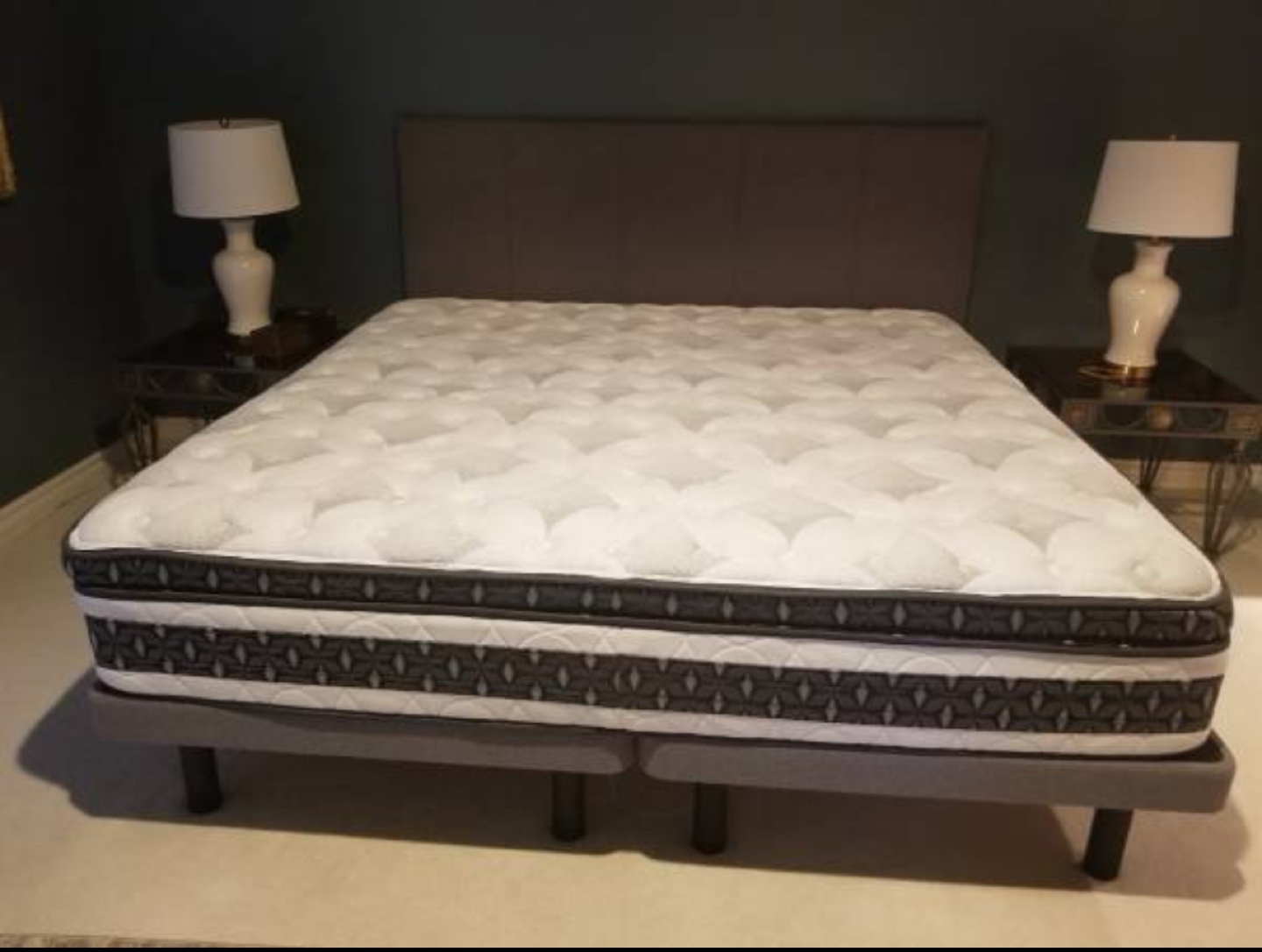 King Size Bed Frame with Headboard, King Mattress - photo 2
